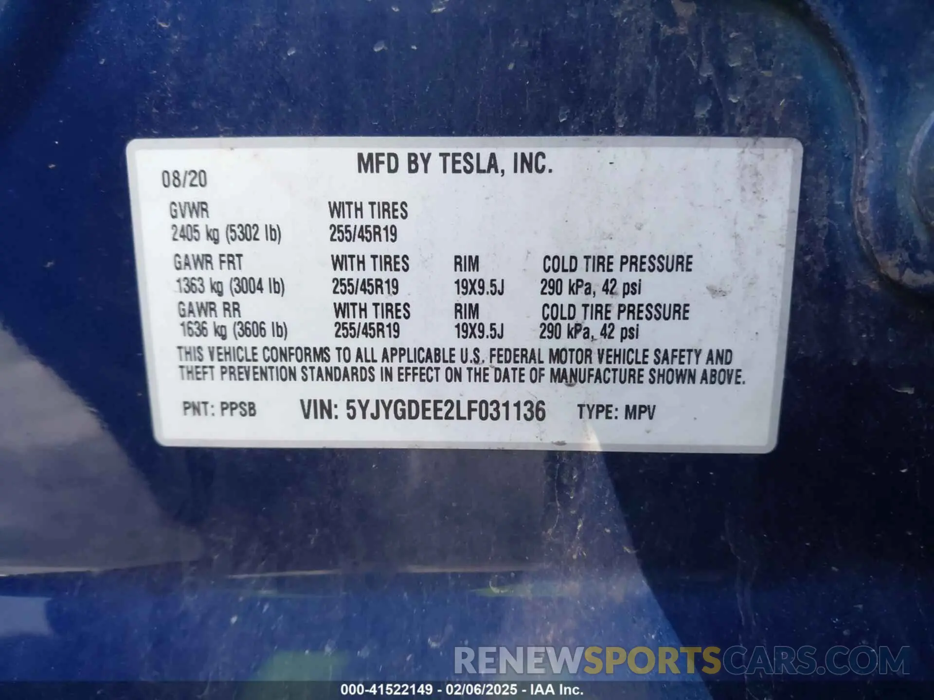 9 Photograph of a damaged car 5YJYGDEE2LF031136 TESLA MODEL Y 2020