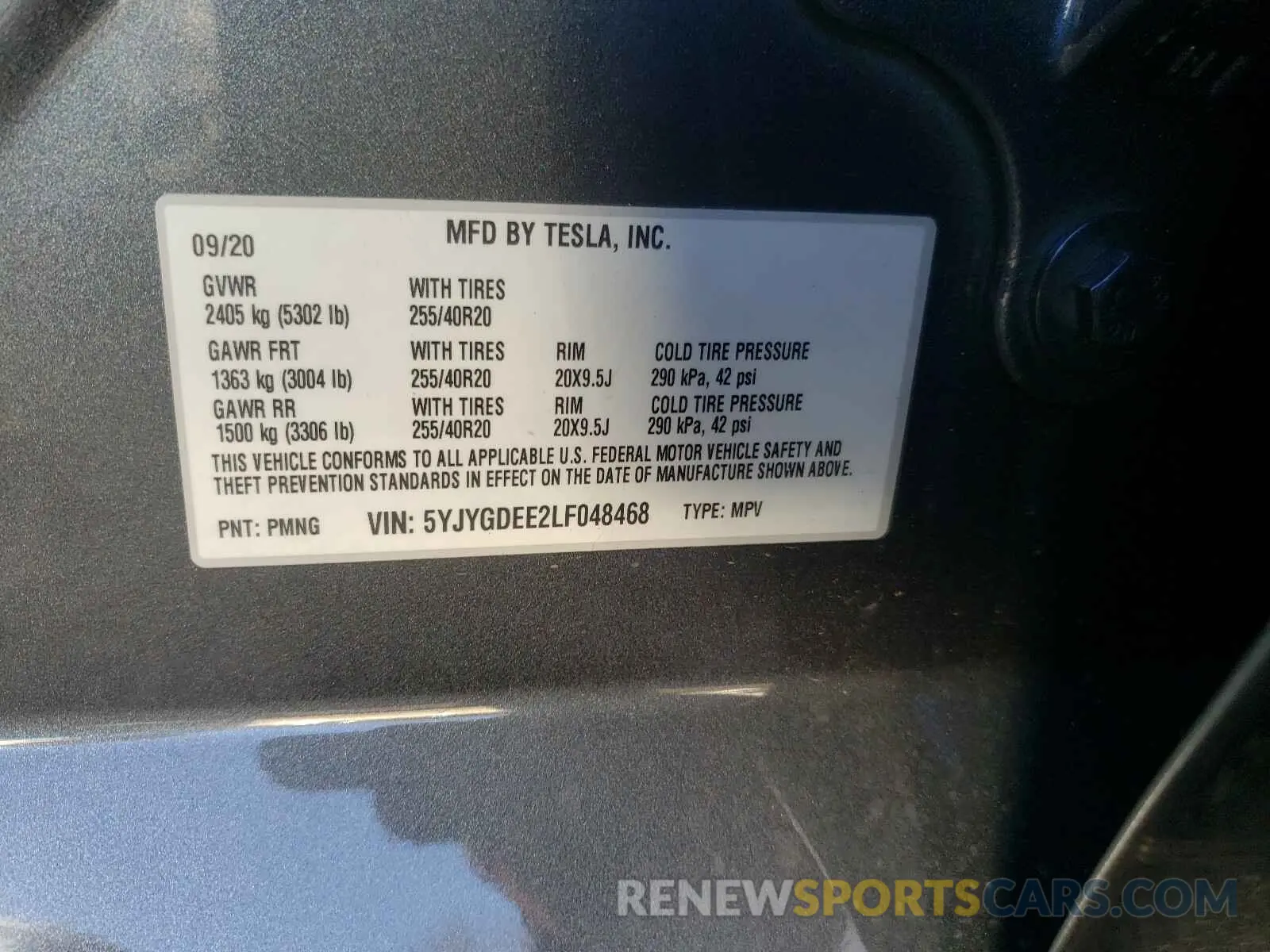 10 Photograph of a damaged car 5YJYGDEE2LF048468 TESLA MODEL Y 2020