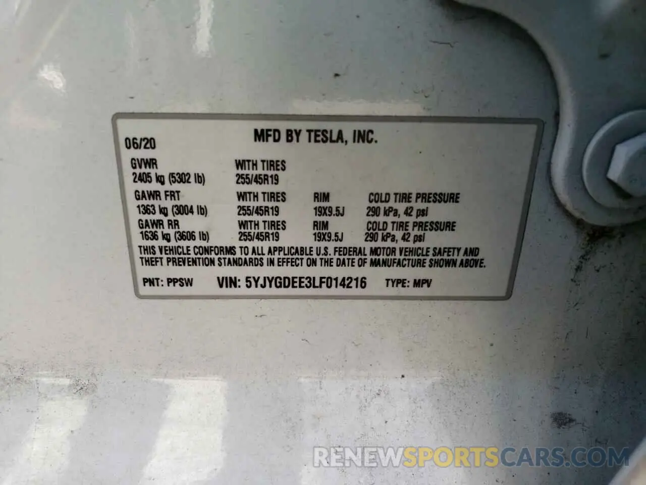 12 Фотография поврежденного автомобиля 5YJYGDEE3LF014216 TESLA MODEL Y 2020