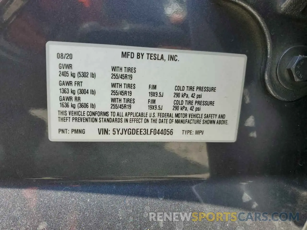12 Фотография поврежденного автомобиля 5YJYGDEE3LF044056 TESLA MODEL Y 2020