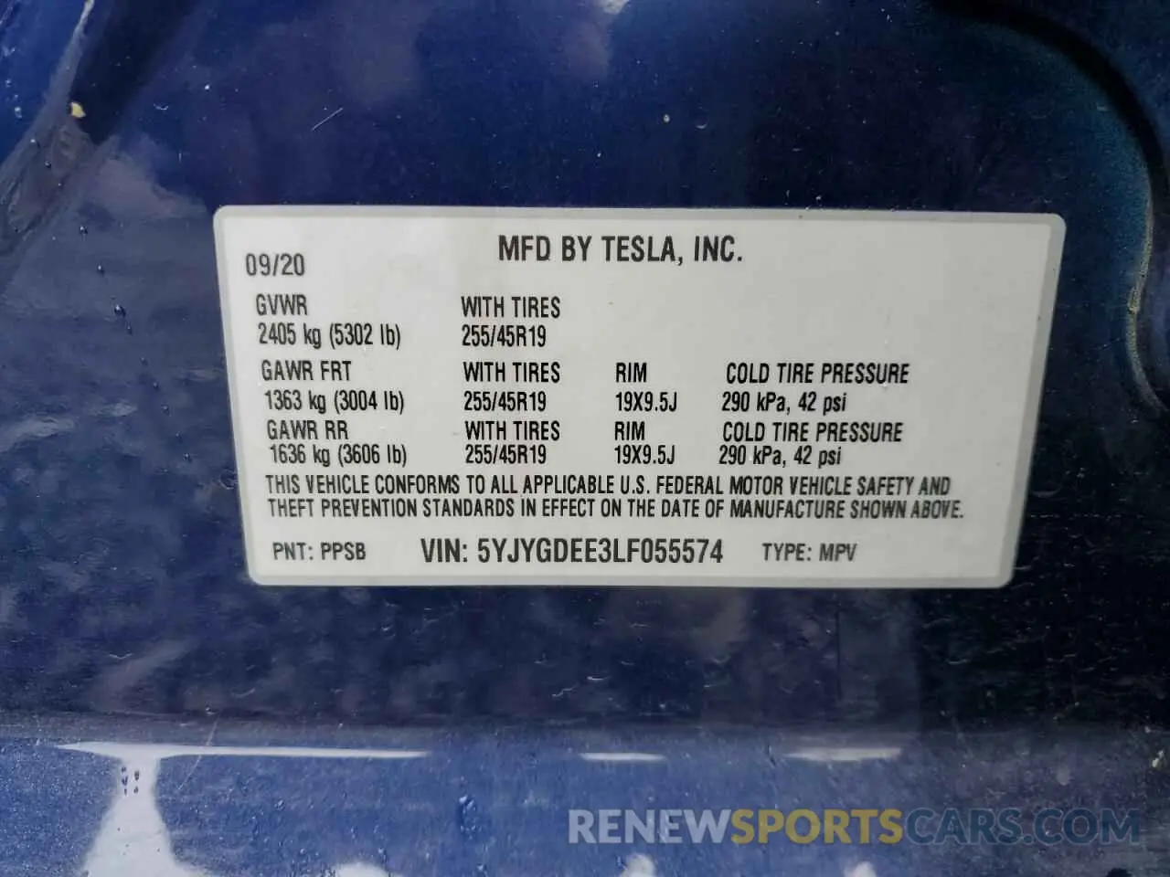 12 Фотография поврежденного автомобиля 5YJYGDEE3LF055574 TESLA MODEL Y 2020