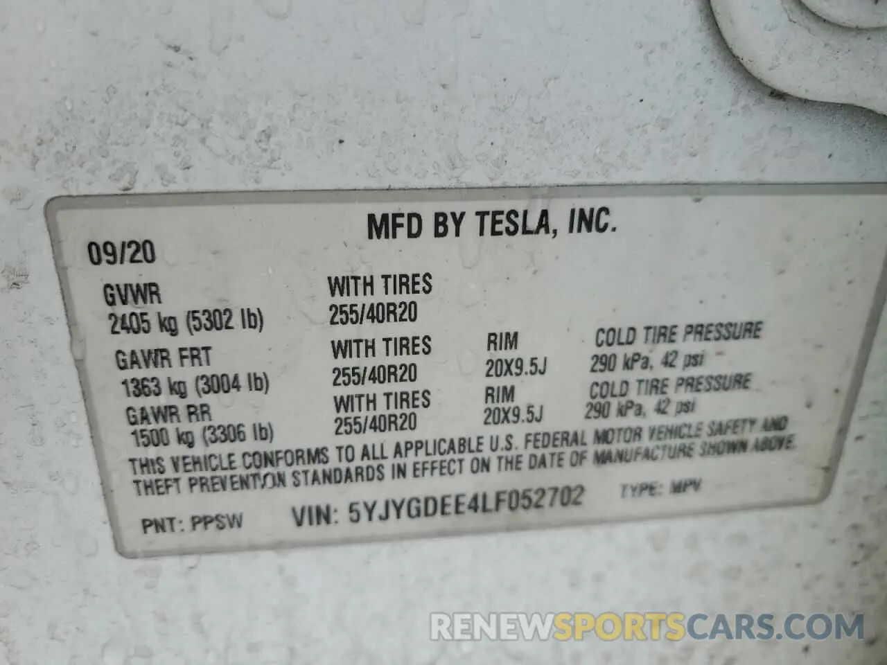 13 Photograph of a damaged car 5YJYGDEE4LF052702 TESLA MODEL Y 2020