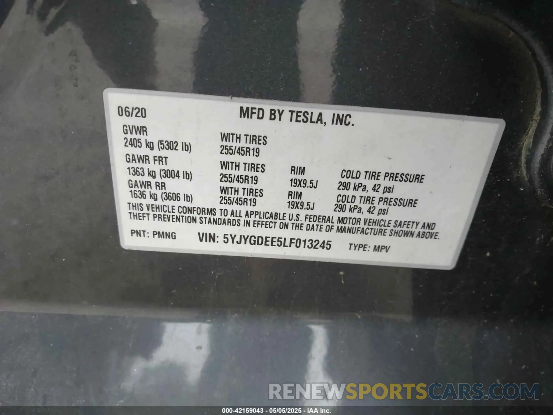 9 Photograph of a damaged car 5YJYGDEE5LF013245 TESLA MODEL Y 2020