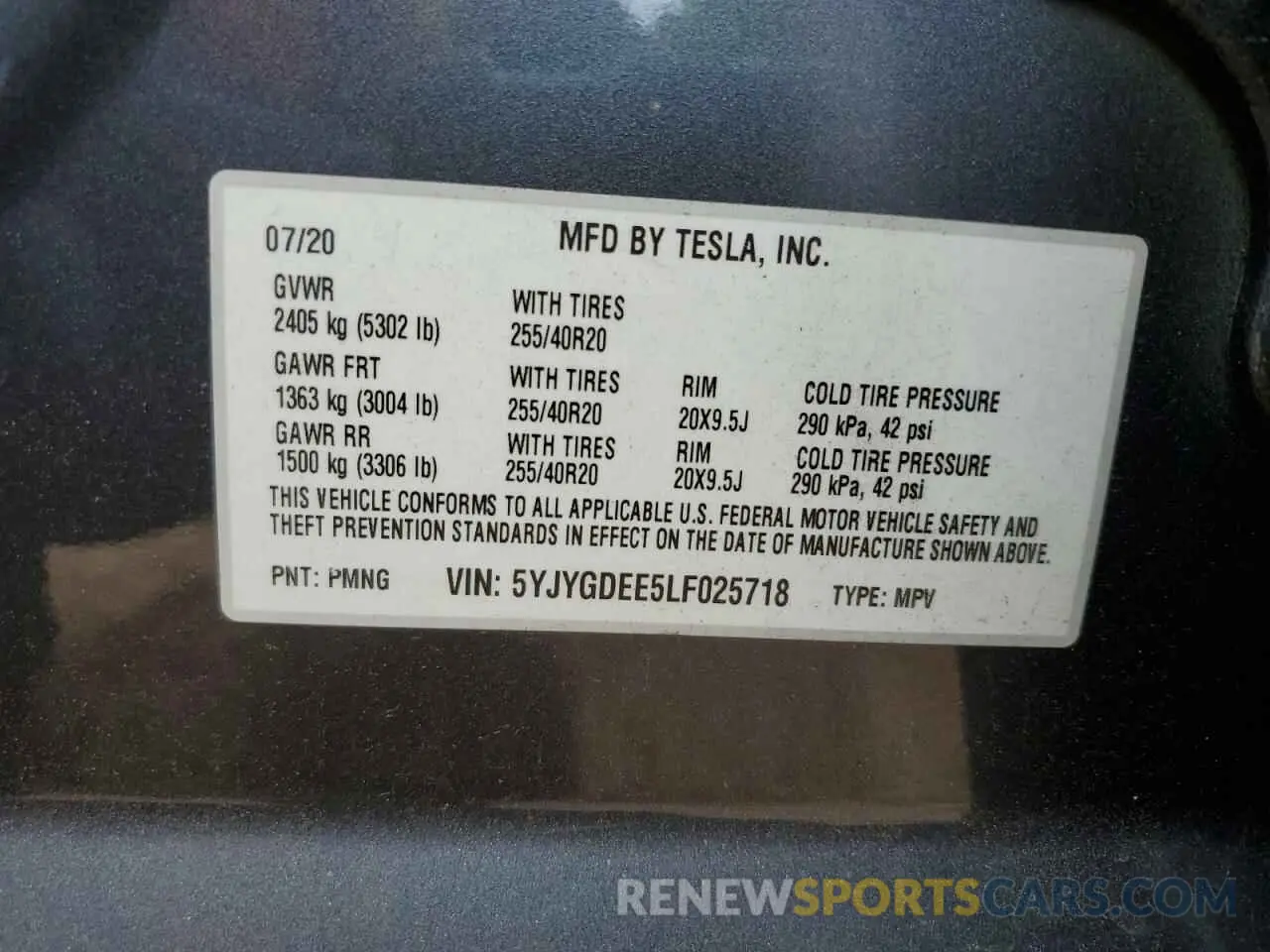 12 Photograph of a damaged car 5YJYGDEE5LF025718 TESLA MODEL Y 2020