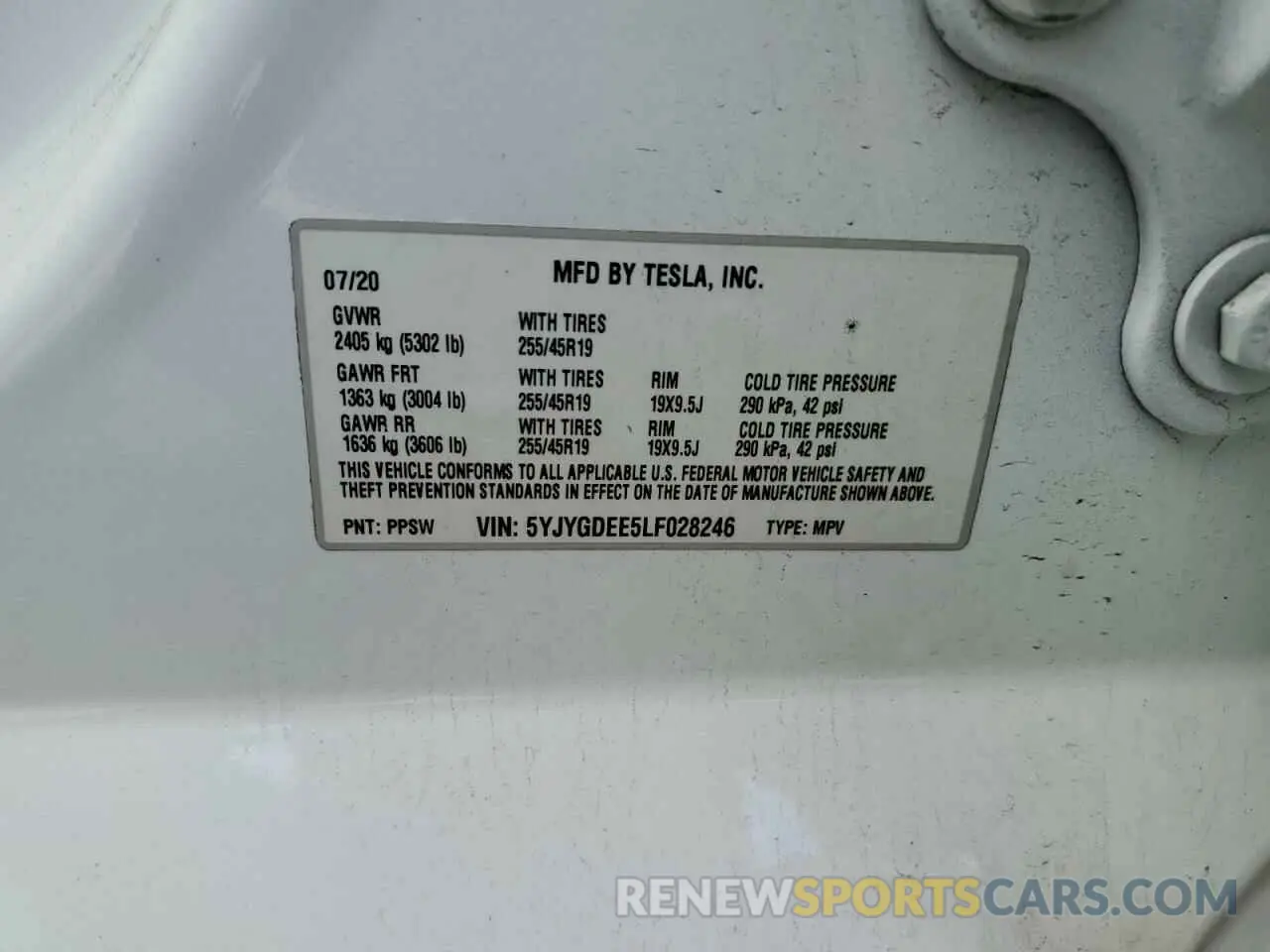 13 Photograph of a damaged car 5YJYGDEE5LF028246 TESLA MODEL Y 2020