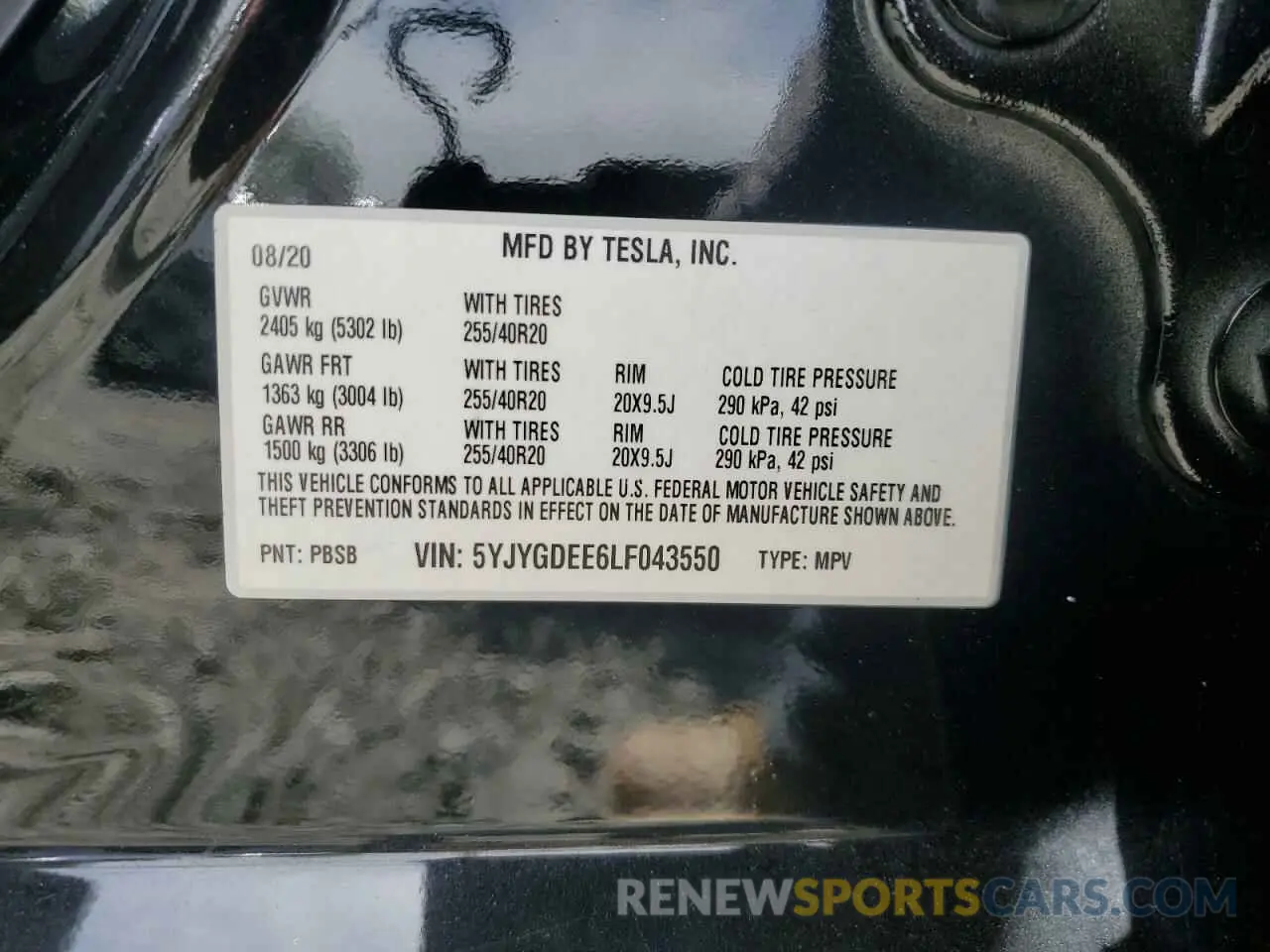 12 Фотография поврежденного автомобиля 5YJYGDEE6LF043550 TESLA MODEL Y 2020