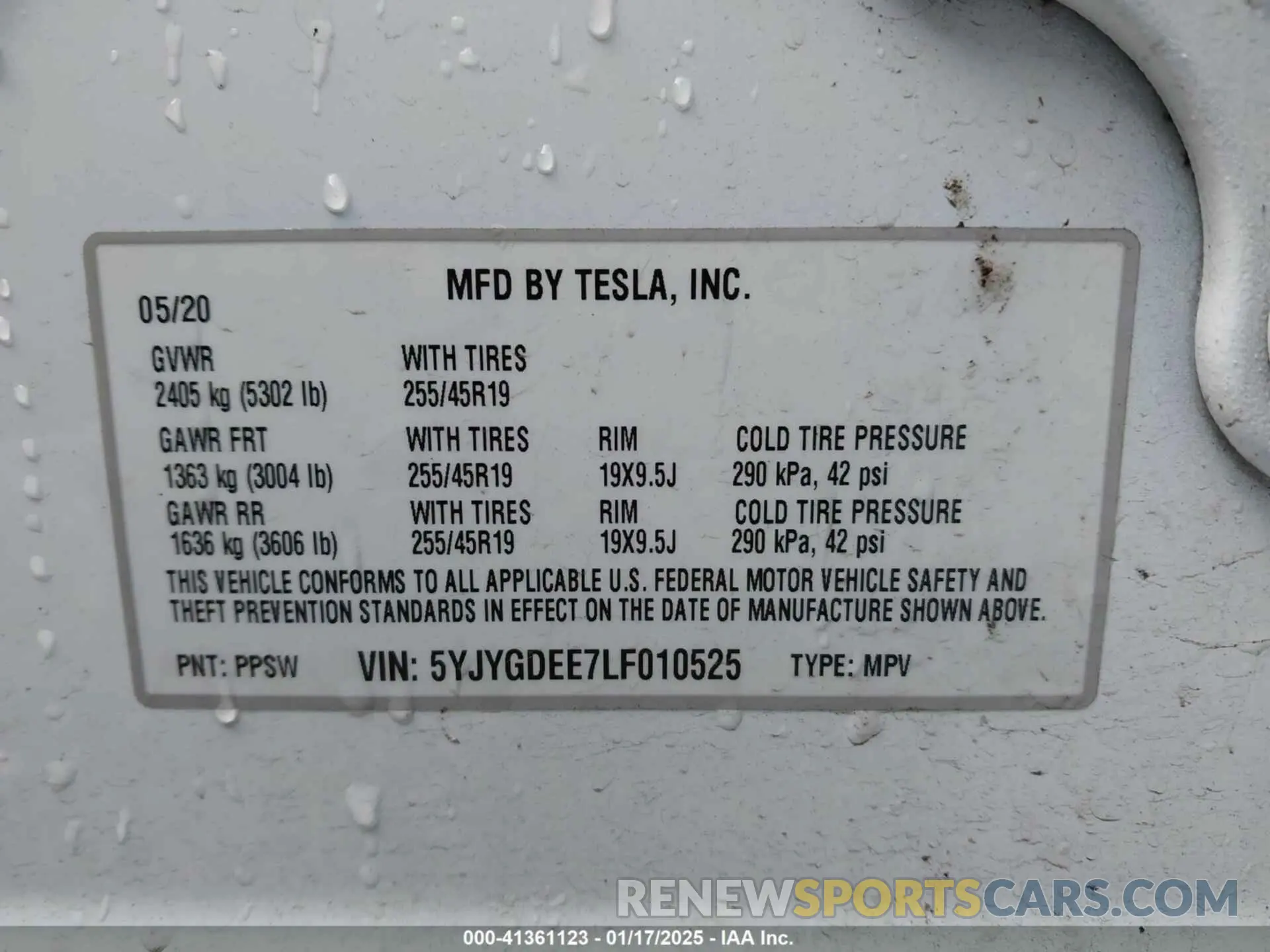 9 Фотография поврежденного автомобиля 5YJYGDEE7LF010525 TESLA MODEL Y 2020