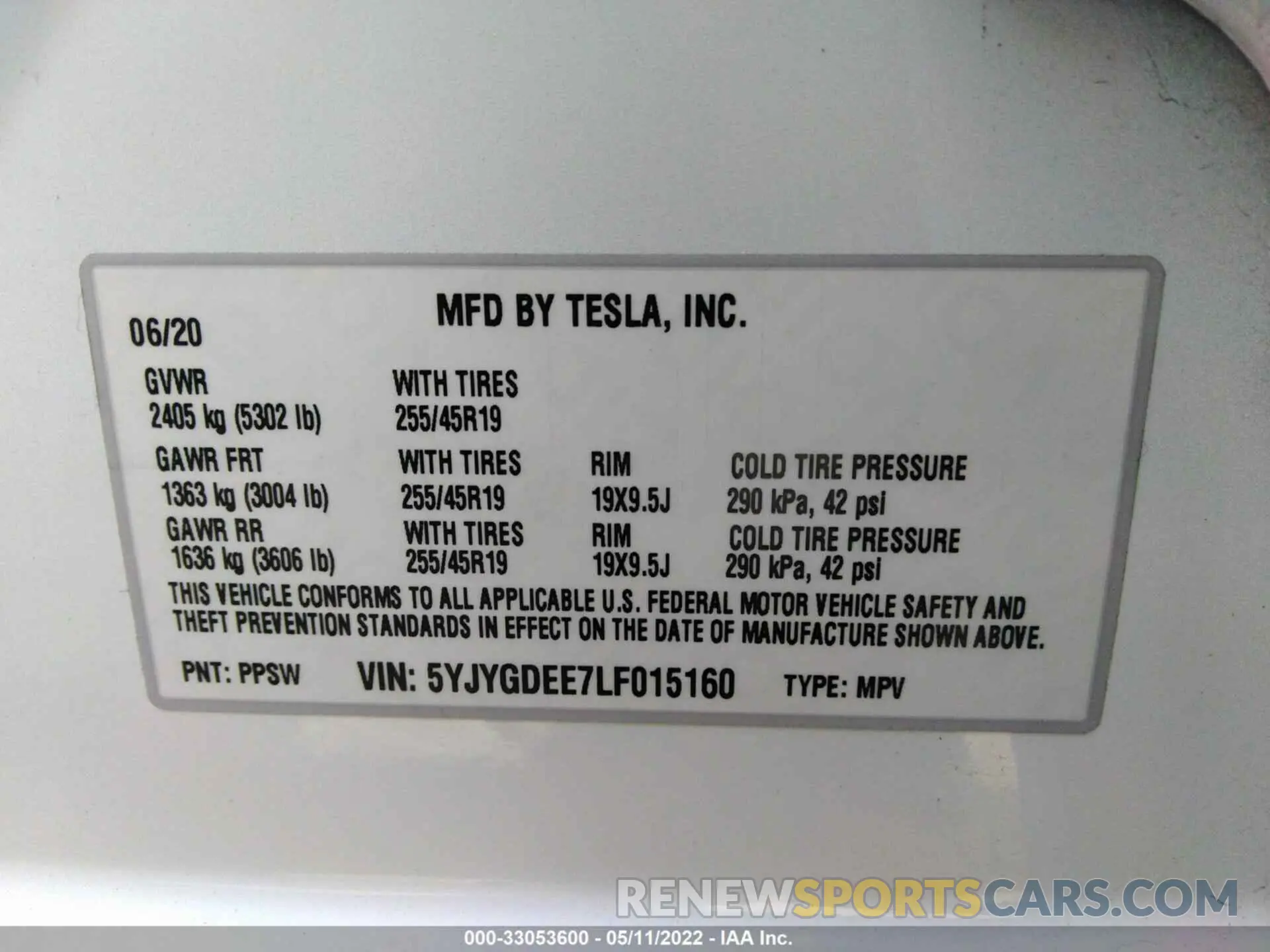 9 Photograph of a damaged car 5YJYGDEE7LF015160 TESLA MODEL Y 2020
