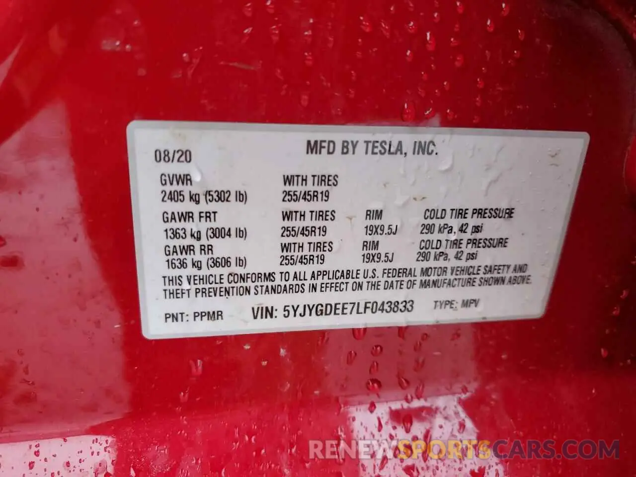 13 Фотография поврежденного автомобиля 5YJYGDEE7LF043833 TESLA MODEL Y 2020