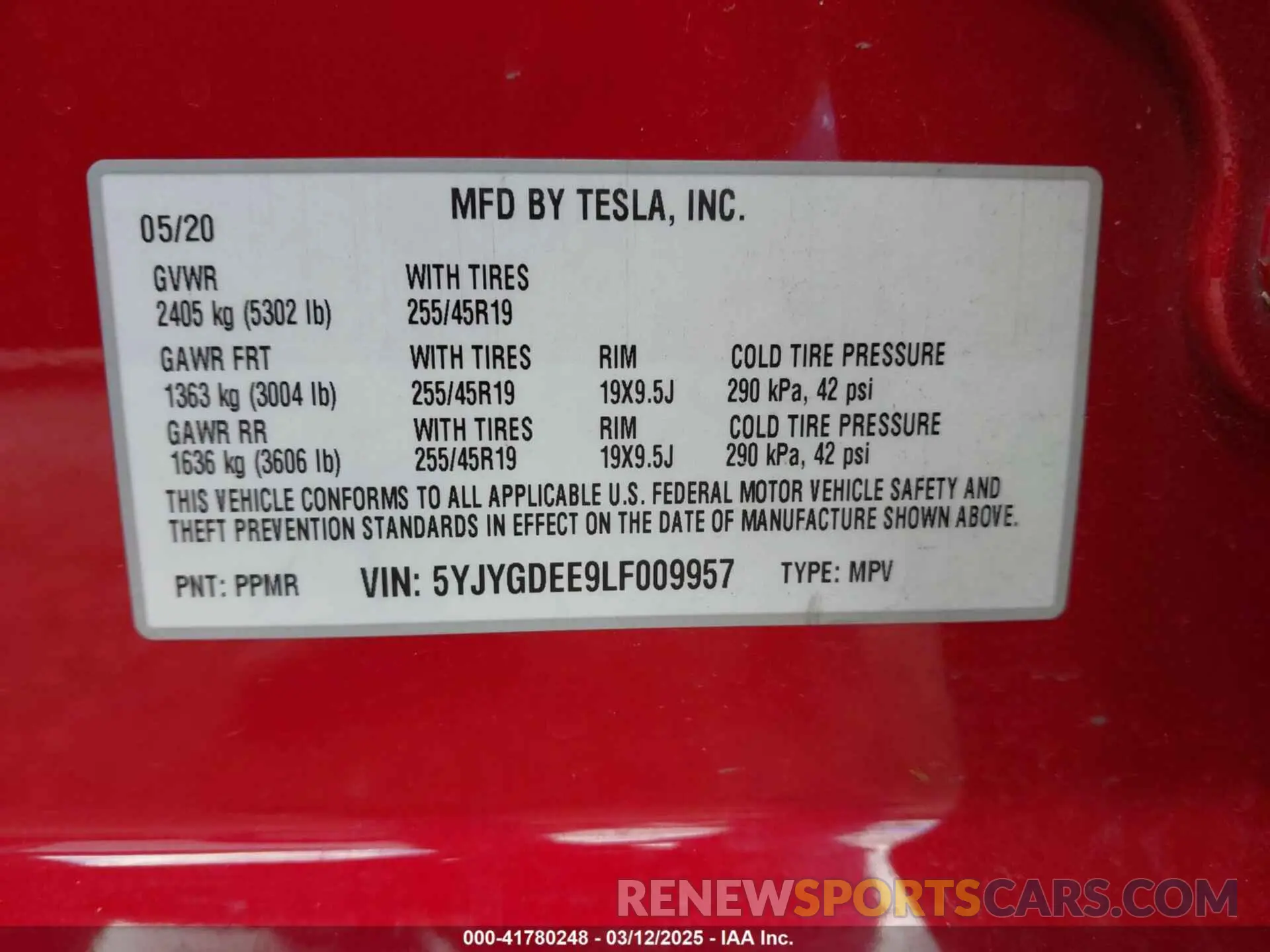 9 Photograph of a damaged car 5YJYGDEE9LF009957 TESLA MODEL Y 2020
