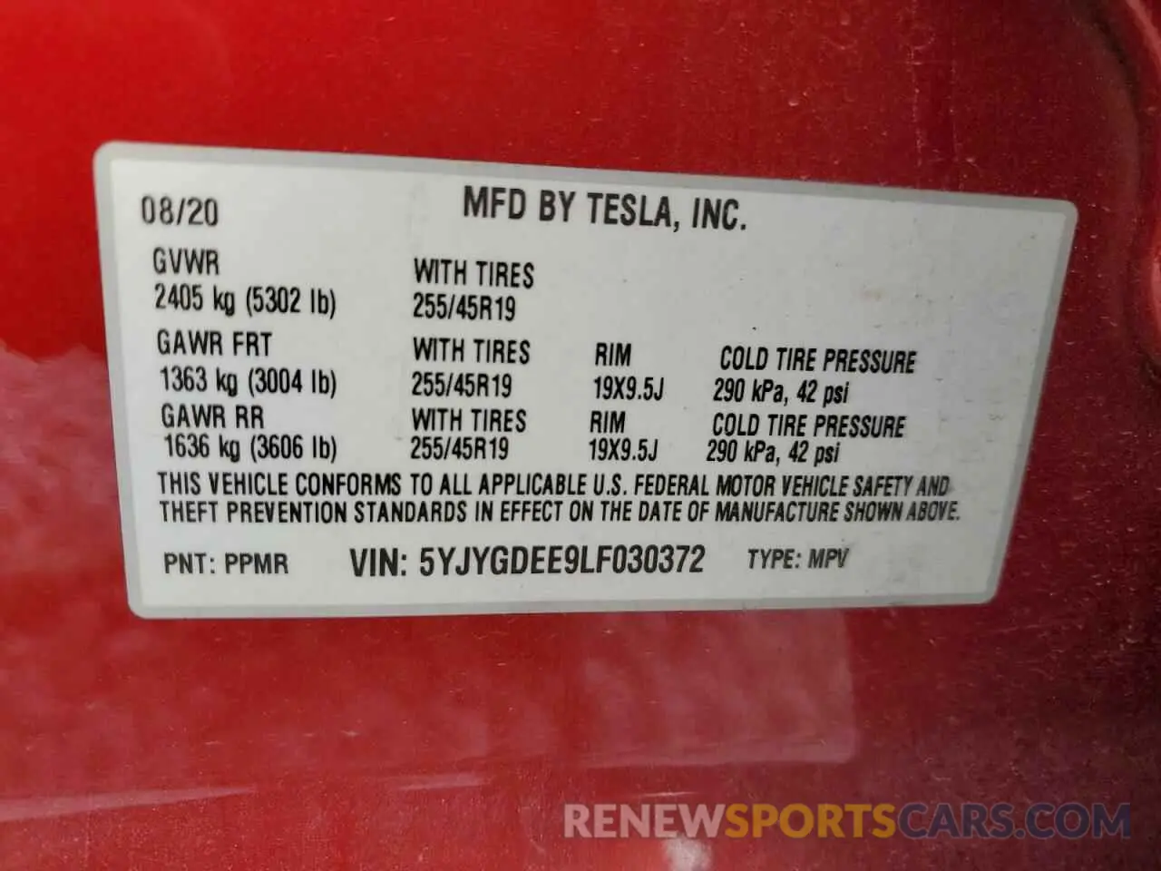 12 Фотография поврежденного автомобиля 5YJYGDEE9LF030372 TESLA MODEL Y 2020