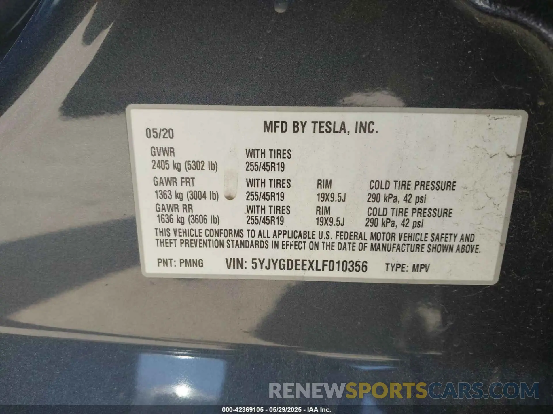 9 Photograph of a damaged car 5YJYGDEEXLF010356 TESLA MODEL Y 2020