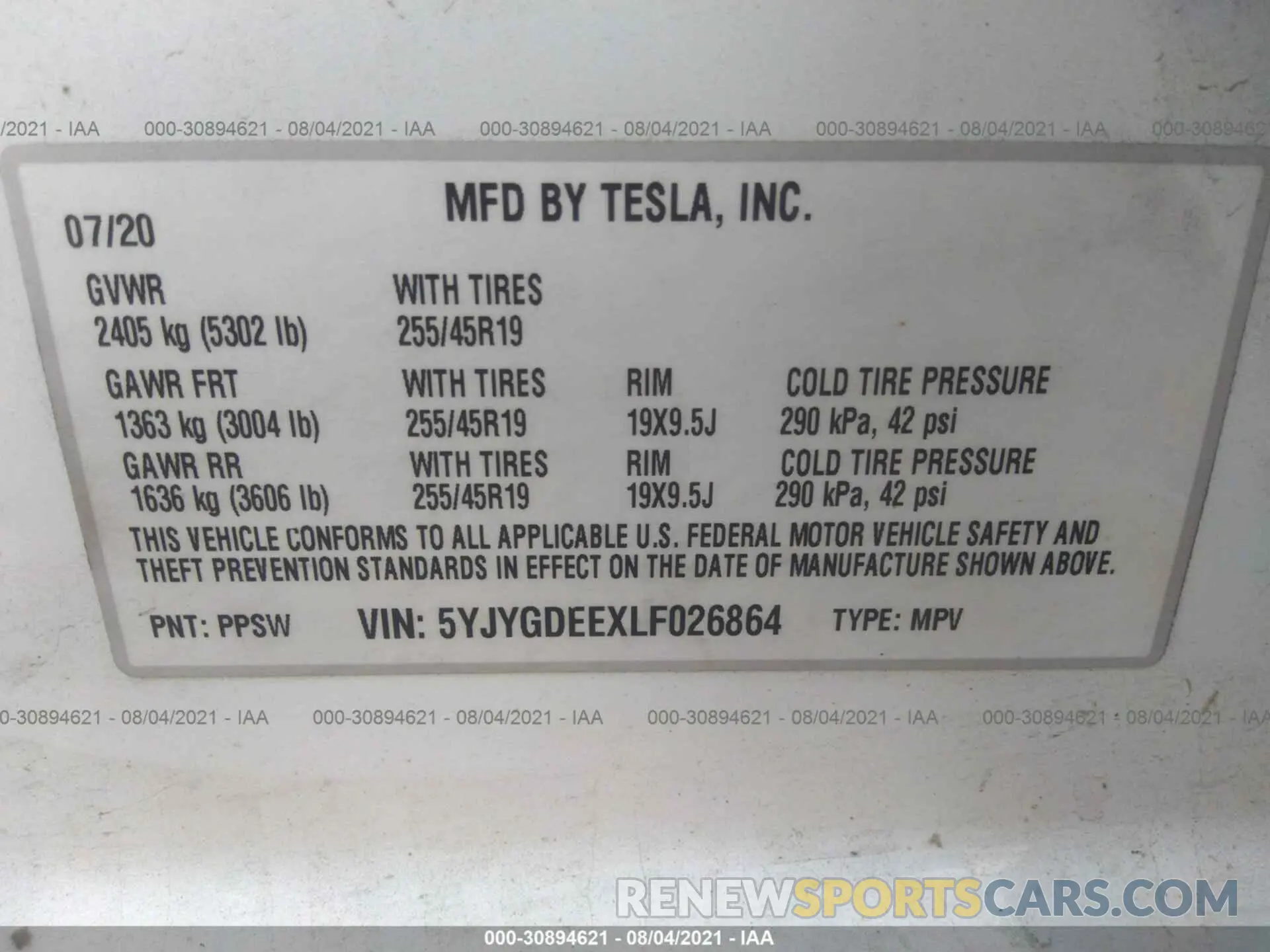 9 Photograph of a damaged car 5YJYGDEEXLF026864 TESLA MODEL Y 2020