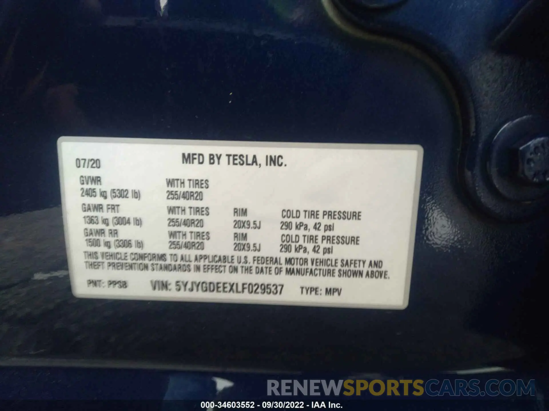 9 Photograph of a damaged car 5YJYGDEEXLF029537 TESLA MODEL Y 2020