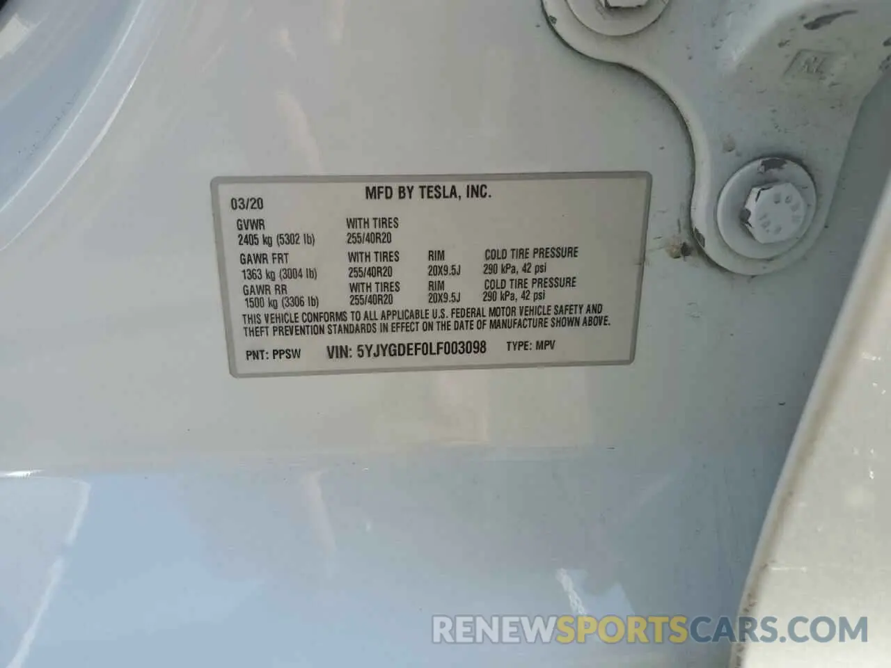 12 Photograph of a damaged car 5YJYGDEF0LF003098 TESLA MODEL Y 2020