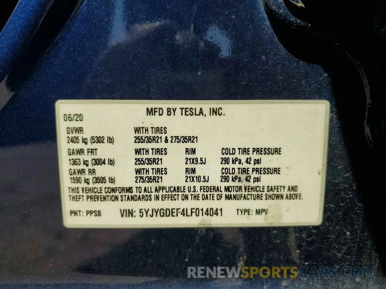 13 Photograph of a damaged car 5YJYGDEF4LF014041 TESLA MODEL Y 2020