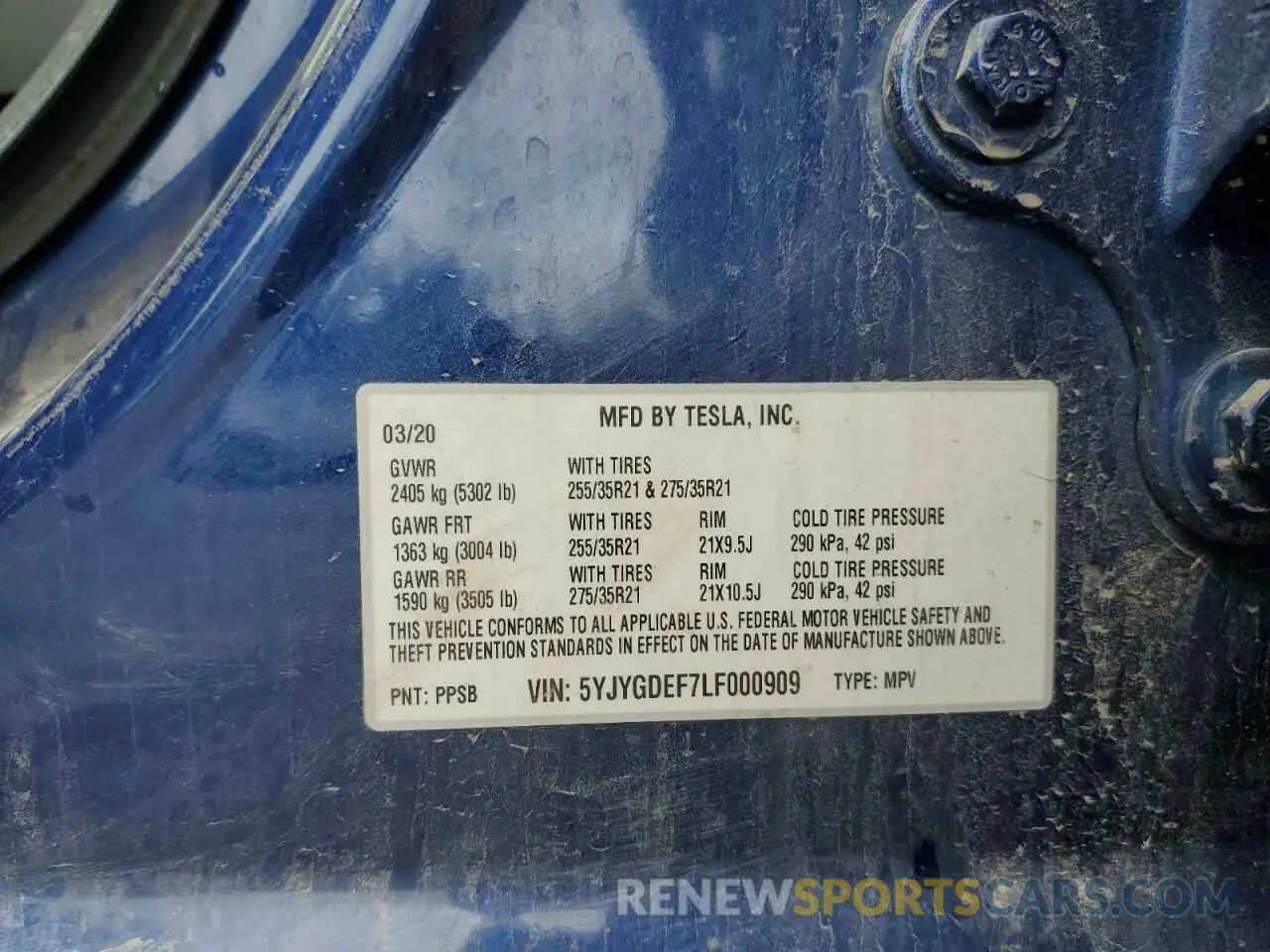 13 Фотография поврежденного автомобиля 5YJYGDEF7LF000909 TESLA MODEL Y 2020
