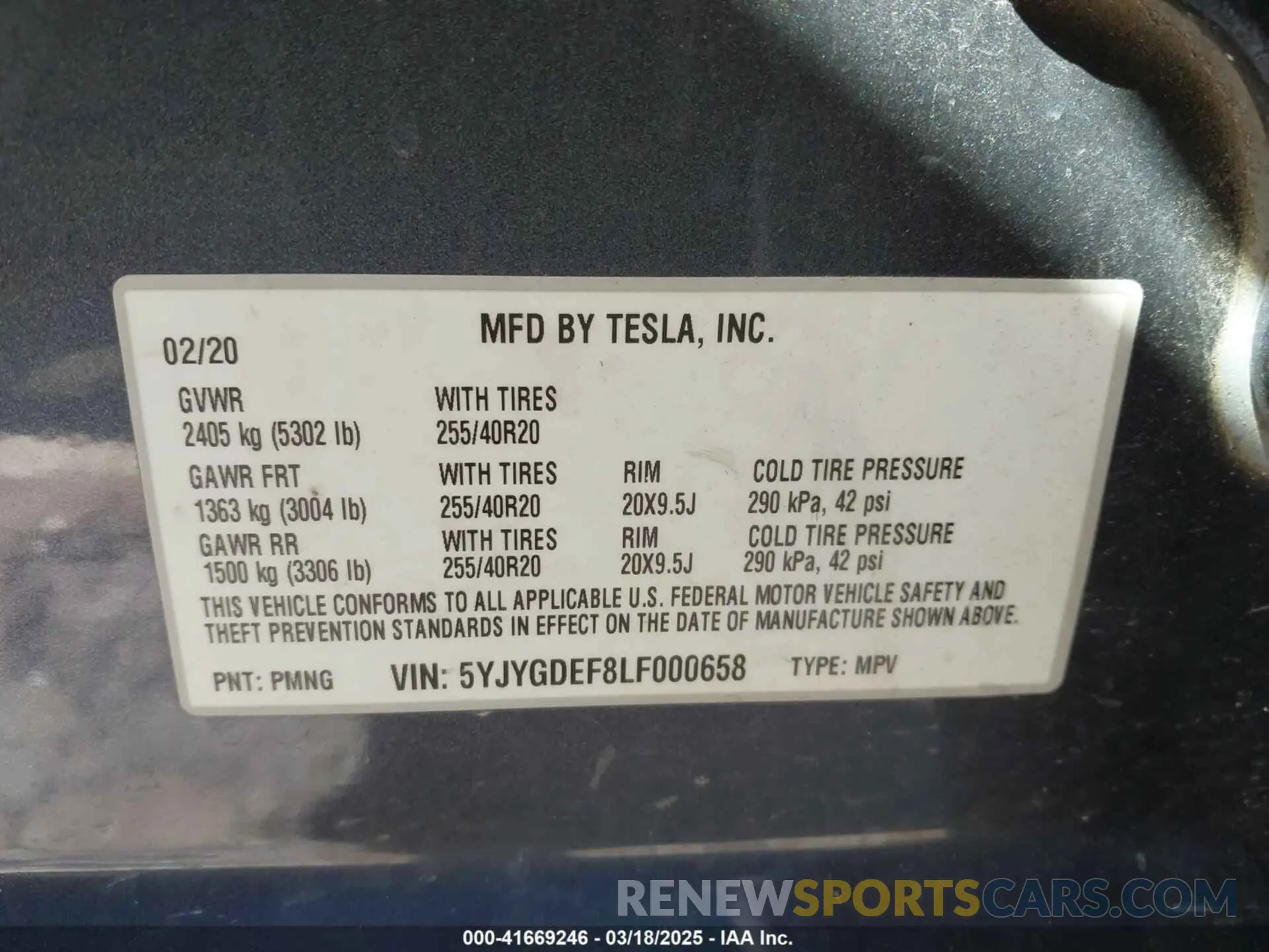 9 Photograph of a damaged car 5YJYGDEF8LF000658 TESLA MODEL Y 2020