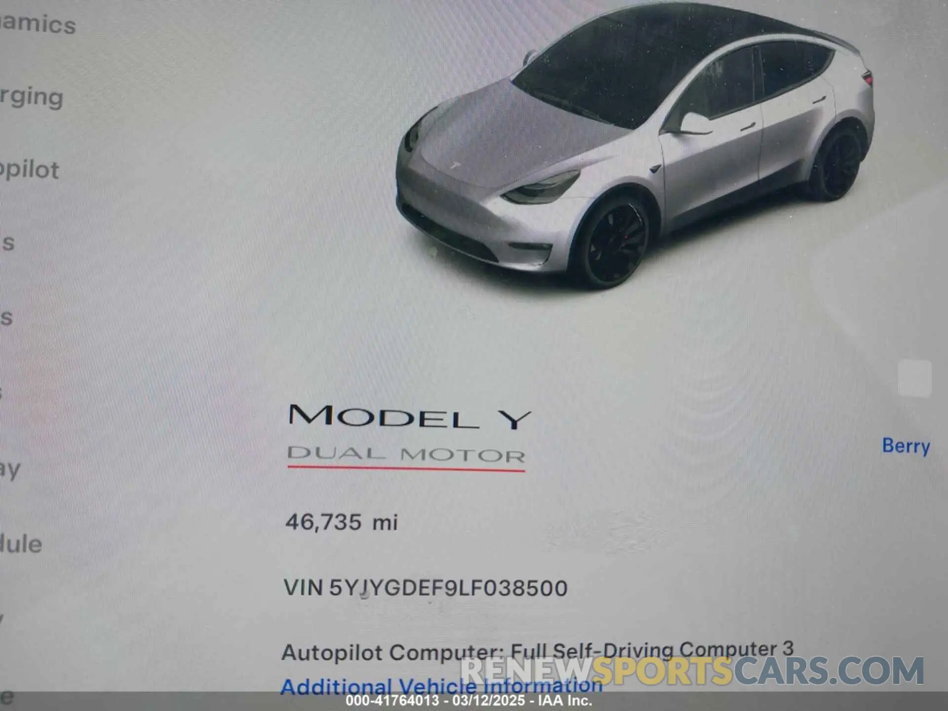 7 Фотография поврежденного автомобиля 5YJYGDEF9LF038500 TESLA MODEL Y 2020