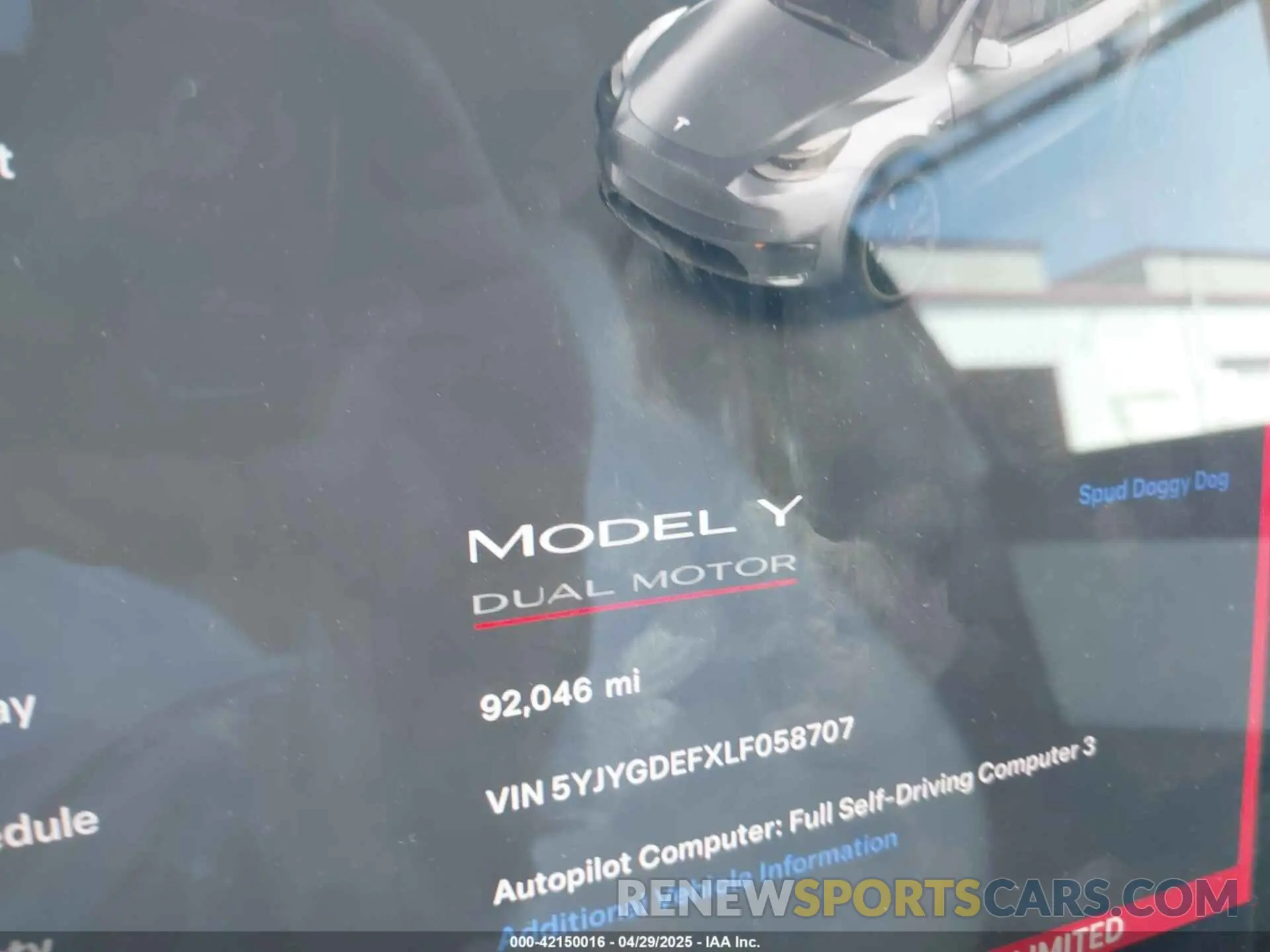 7 Фотография поврежденного автомобиля 5YJYGDEFXLF058707 TESLA MODEL Y 2020