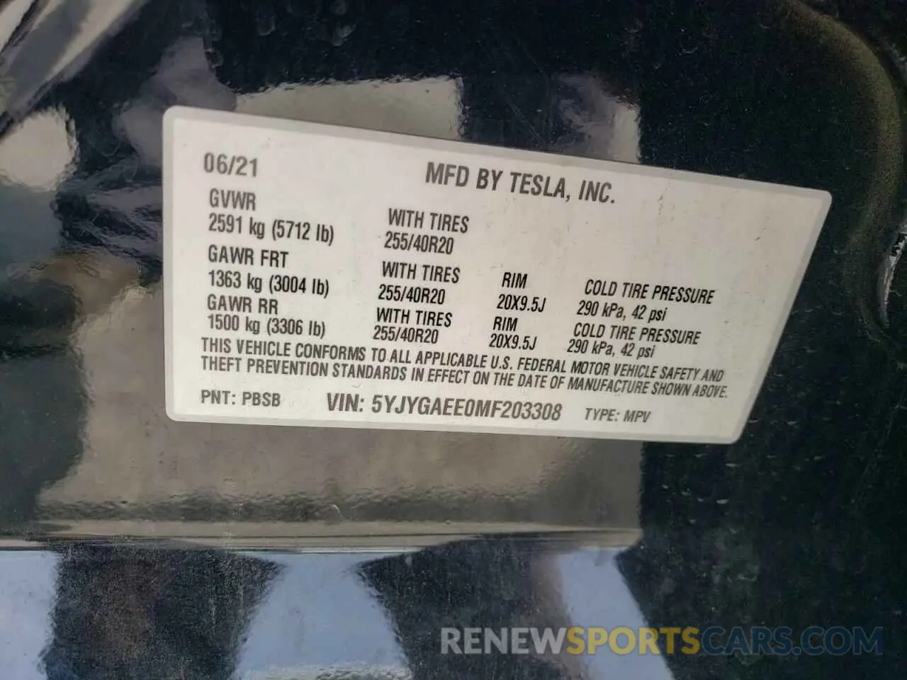 16 Фотография поврежденного автомобиля 5YJYGAEE0MF203308 TESLA MODEL Y 2021