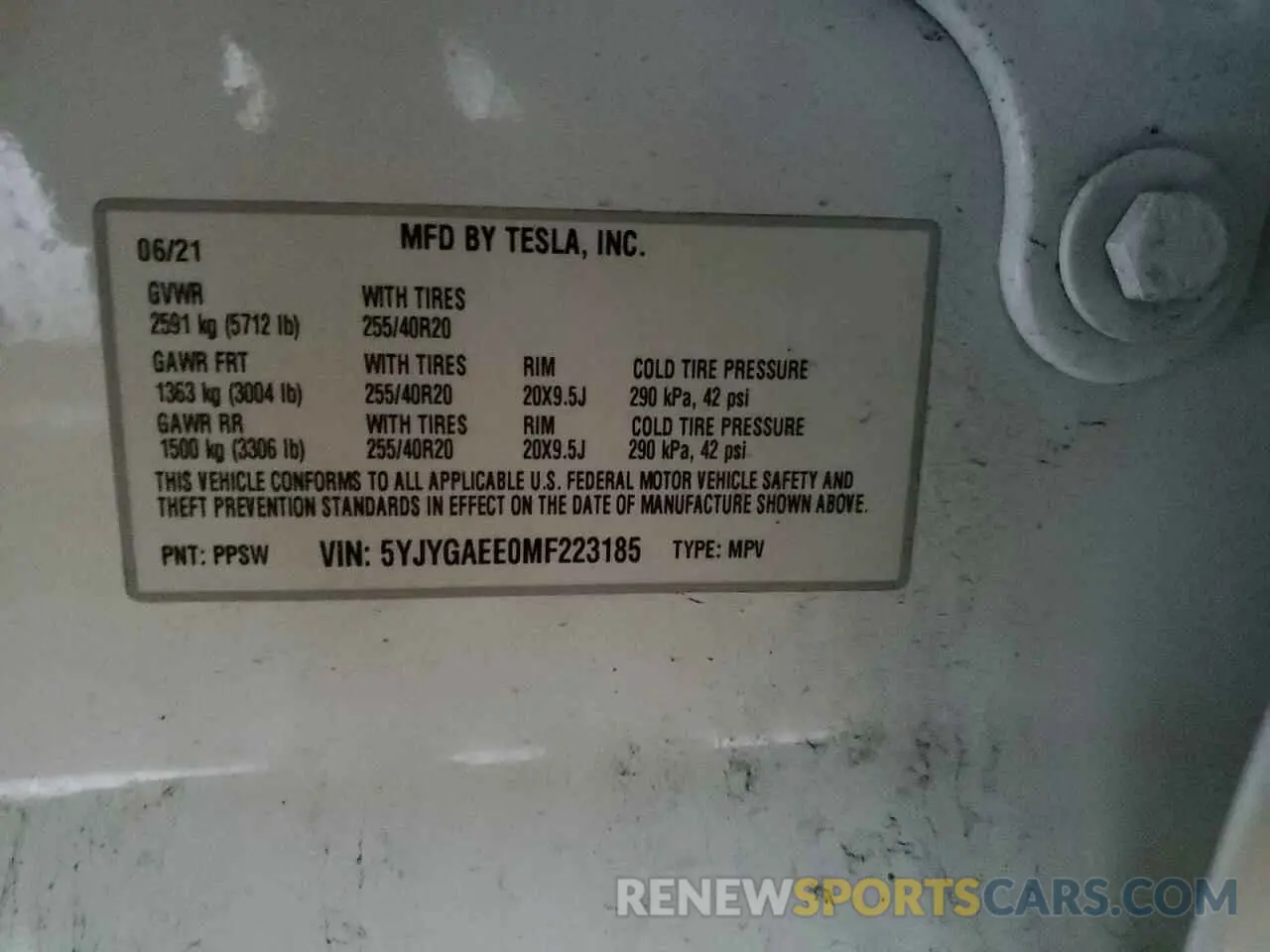 12 Photograph of a damaged car 5YJYGAEE0MF223185 TESLA MODEL Y 2021