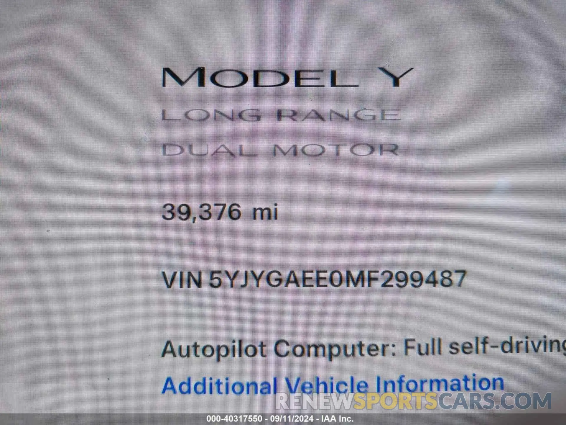 15 Фотография поврежденного автомобиля 5YJYGAEE0MF299487 TESLA MODEL Y 2021