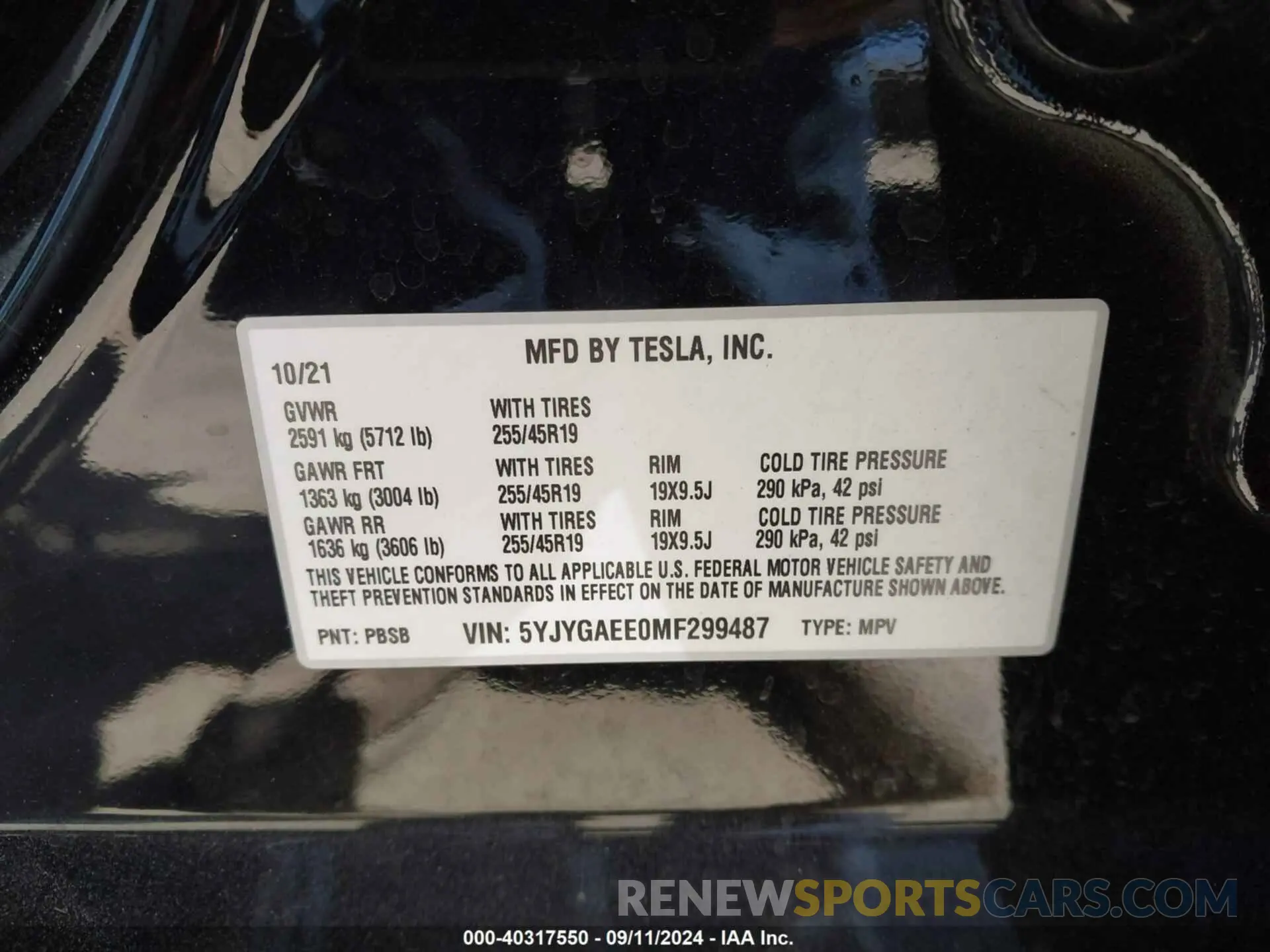 9 Фотография поврежденного автомобиля 5YJYGAEE0MF299487 TESLA MODEL Y 2021