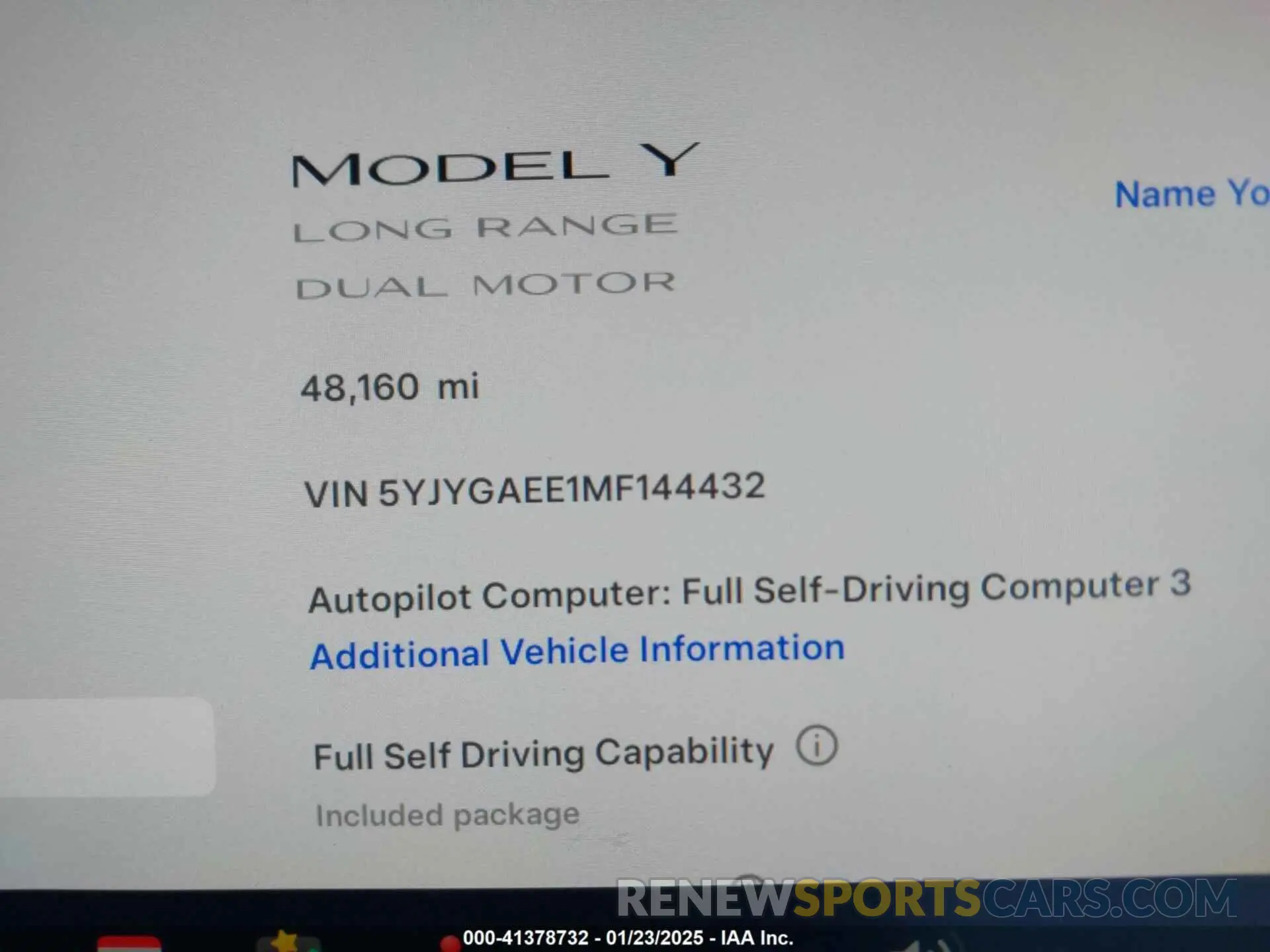 15 Photograph of a damaged car 5YJYGAEE1MF144432 TESLA MODEL Y 2021