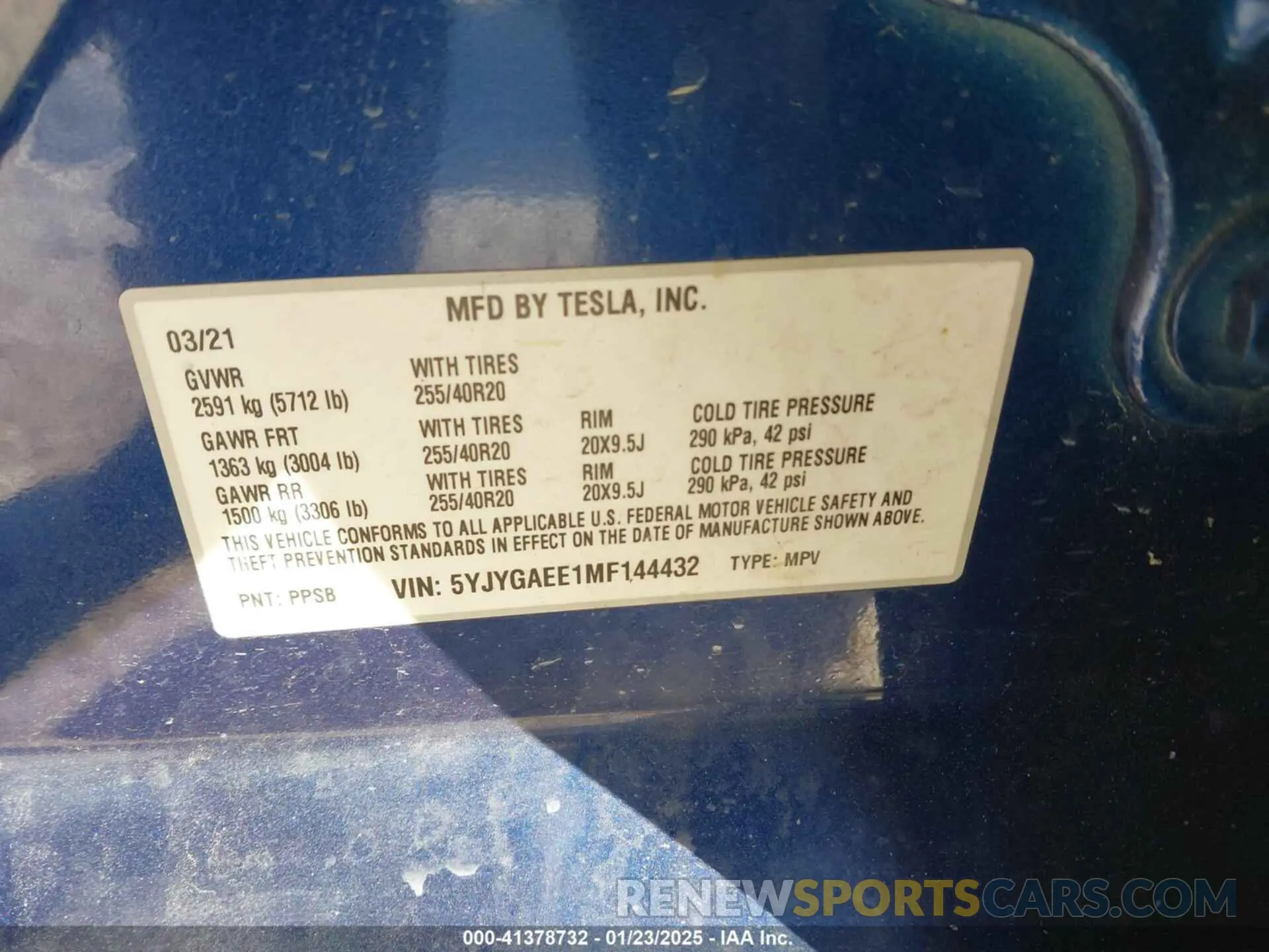 9 Photograph of a damaged car 5YJYGAEE1MF144432 TESLA MODEL Y 2021