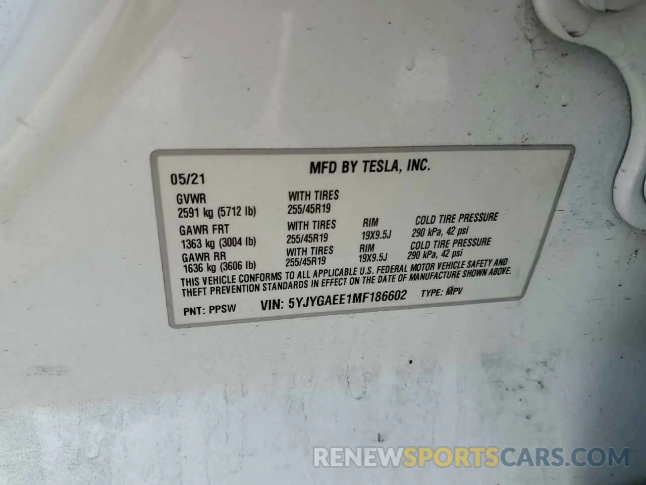 12 Фотография поврежденного автомобиля 5YJYGAEE1MF186602 TESLA MODEL Y 2021