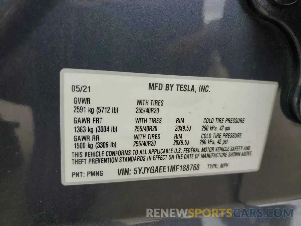 13 Photograph of a damaged car 5YJYGAEE1MF188768 TESLA MODEL Y 2021