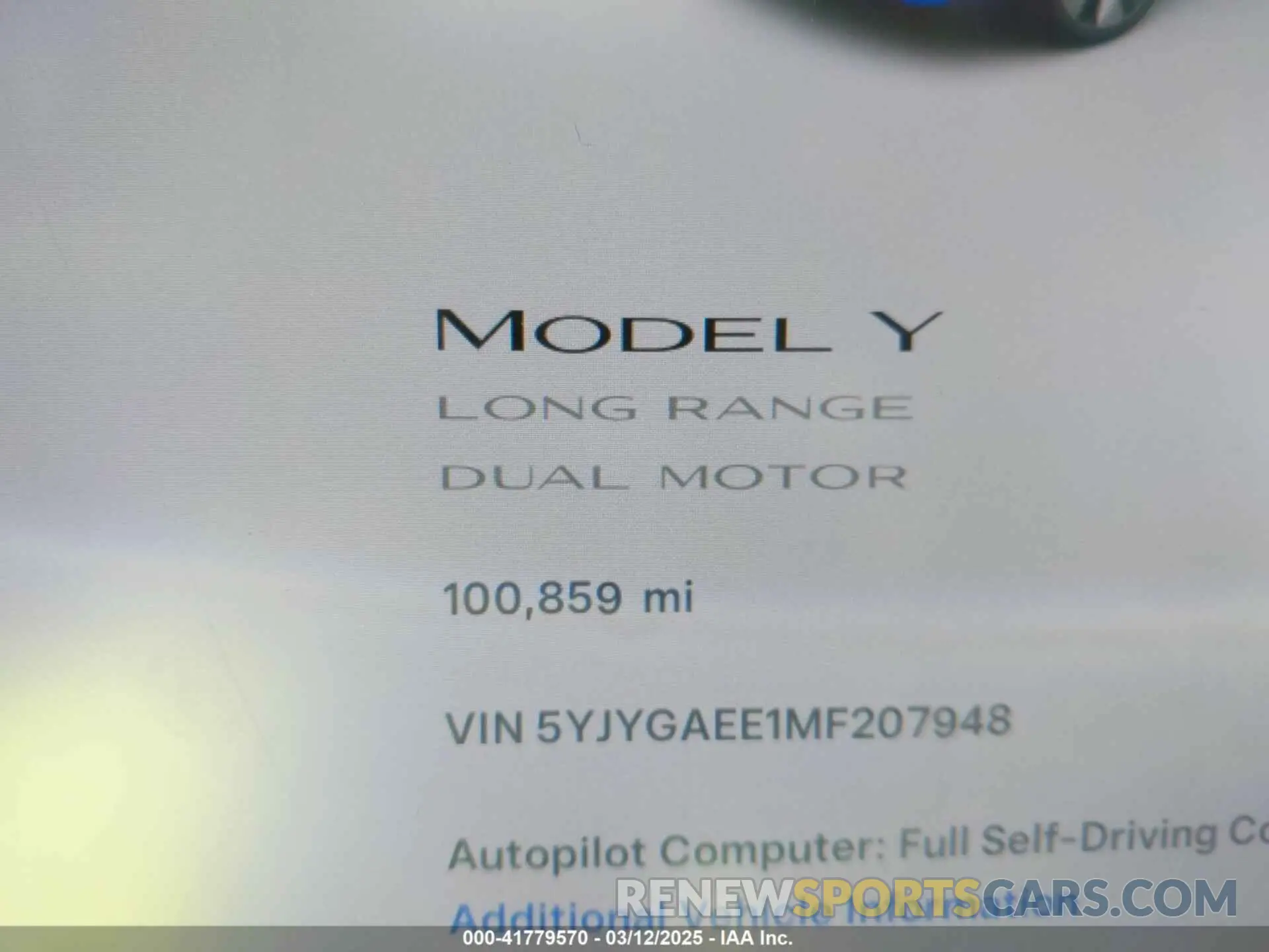 7 Photograph of a damaged car 5YJYGAEE1MF207948 TESLA MODEL Y 2021