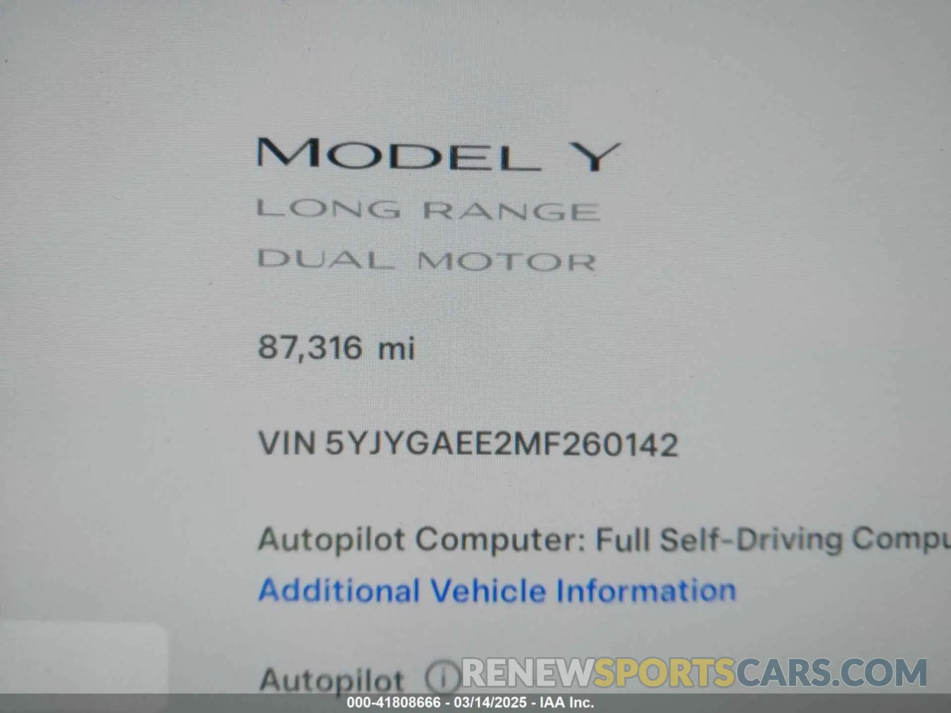 14 Фотография поврежденного автомобиля 5YJYGAEE2MF260142 TESLA MODEL Y 2021