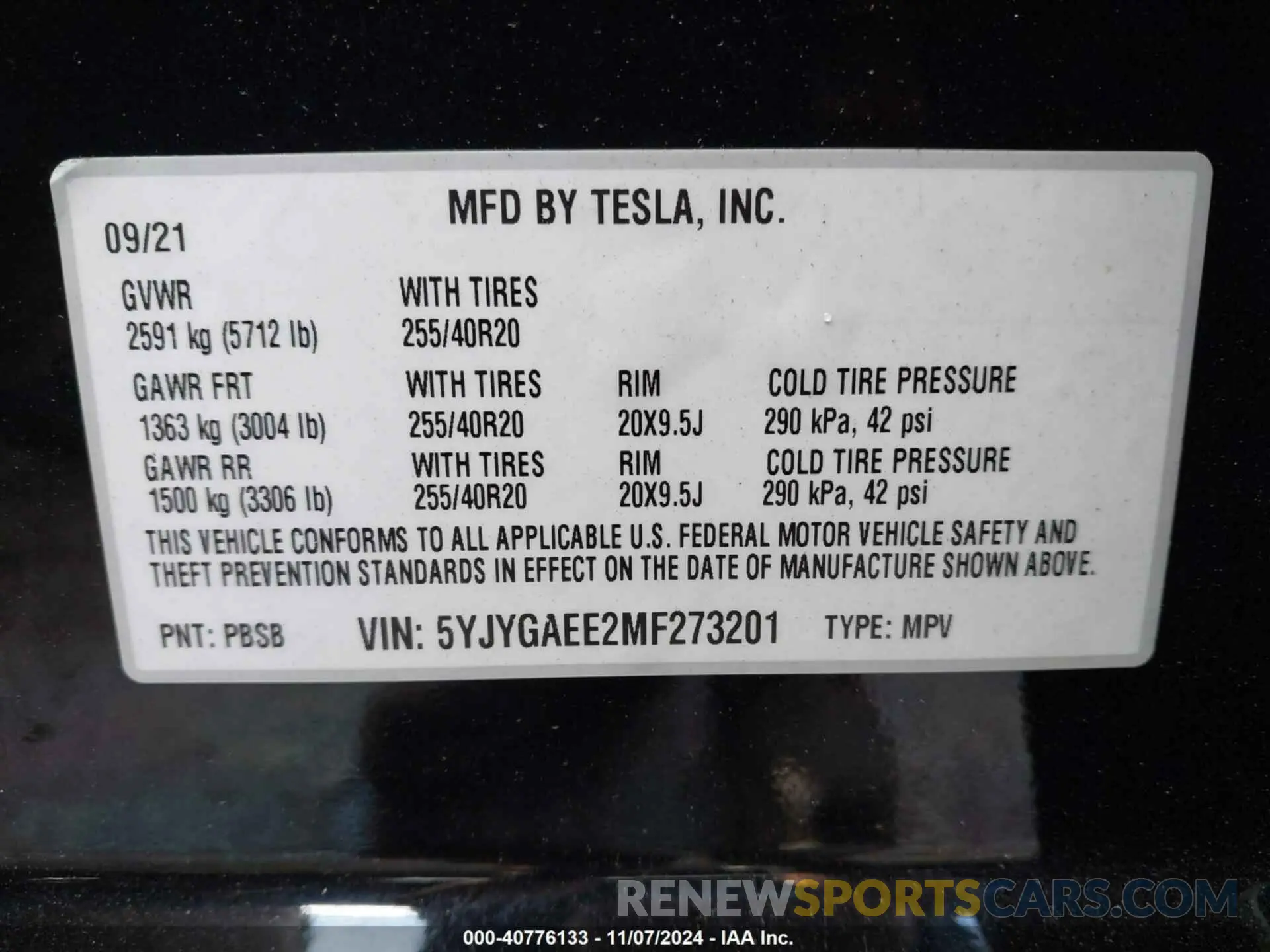 9 Photograph of a damaged car 5YJYGAEE2MF273201 TESLA MODEL Y 2021