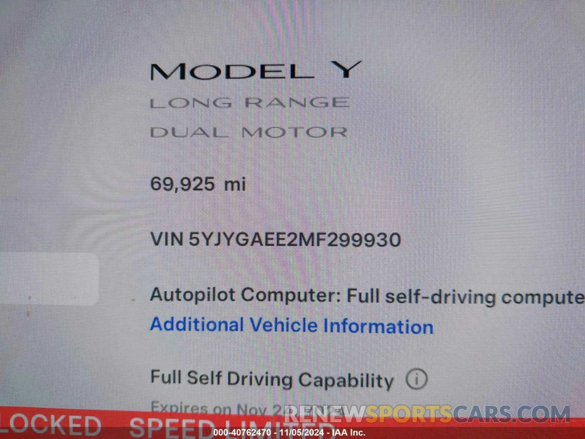 15 Photograph of a damaged car 5YJYGAEE2MF299930 TESLA MODEL Y 2021