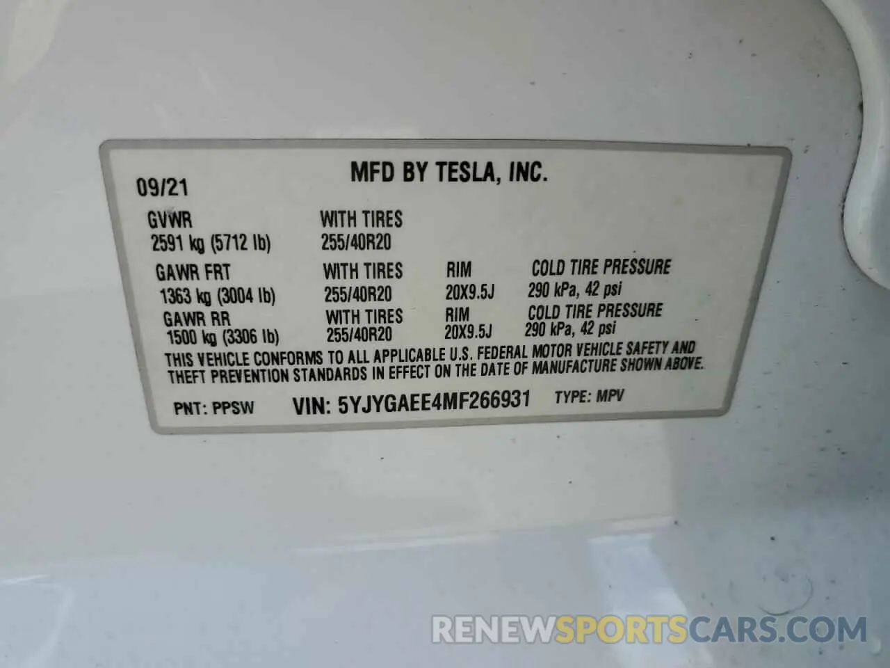 12 Photograph of a damaged car 5YJYGAEE4MF266931 TESLA MODEL Y 2021