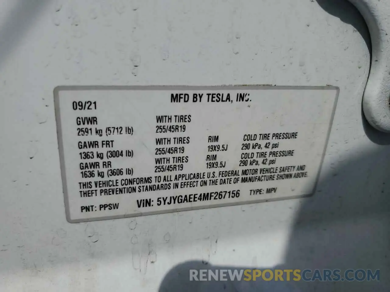 16 Photograph of a damaged car 5YJYGAEE4MF267156 TESLA MODEL Y 2021