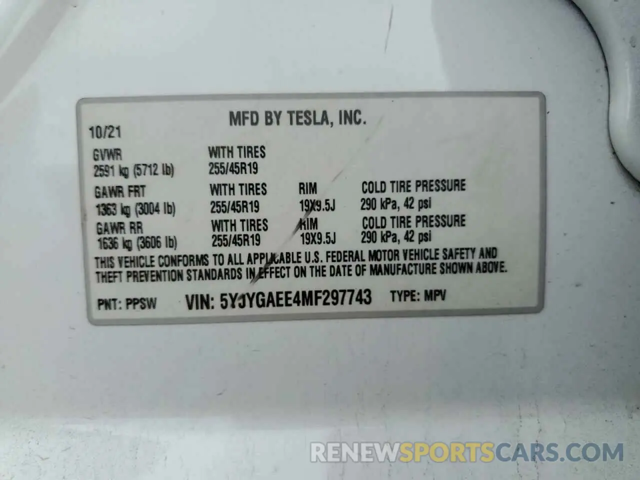 12 Photograph of a damaged car 5YJYGAEE4MF297743 TESLA MODEL Y 2021