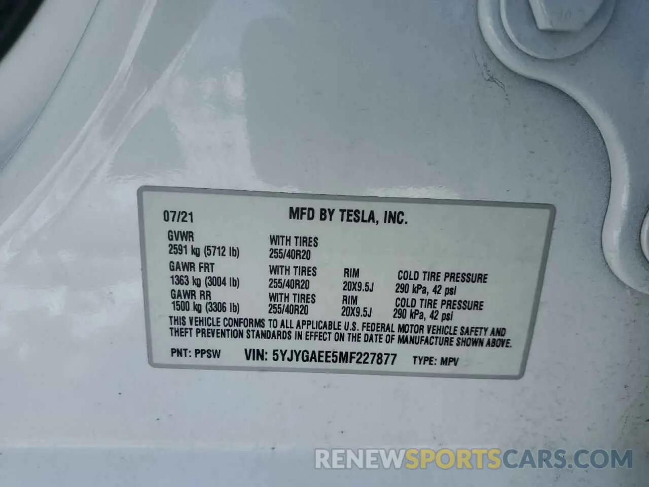 12 Фотография поврежденного автомобиля 5YJYGAEE5MF227877 TESLA MODEL Y 2021