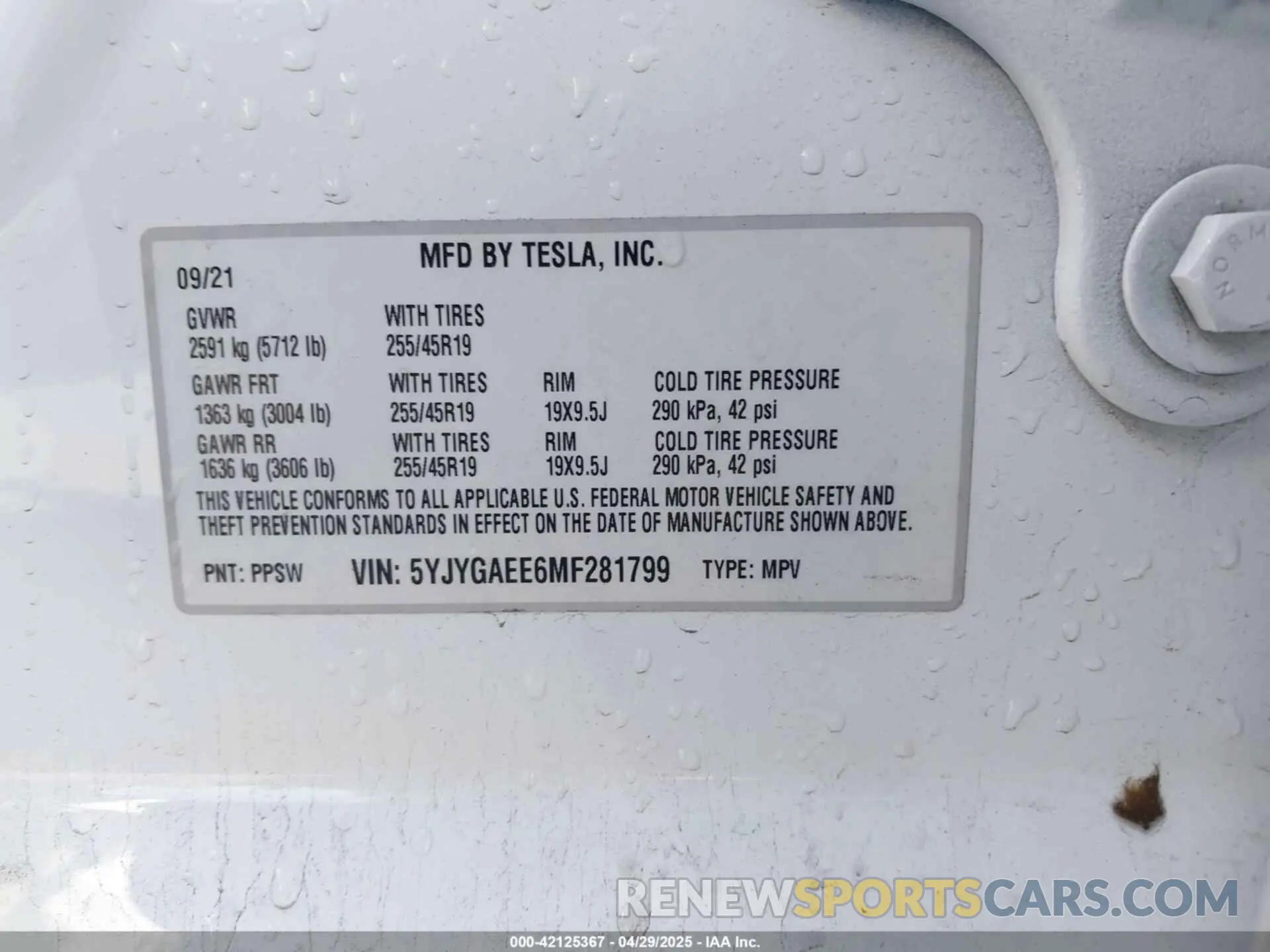 9 Photograph of a damaged car 5YJYGAEE6MF281799 TESLA MODEL Y 2021