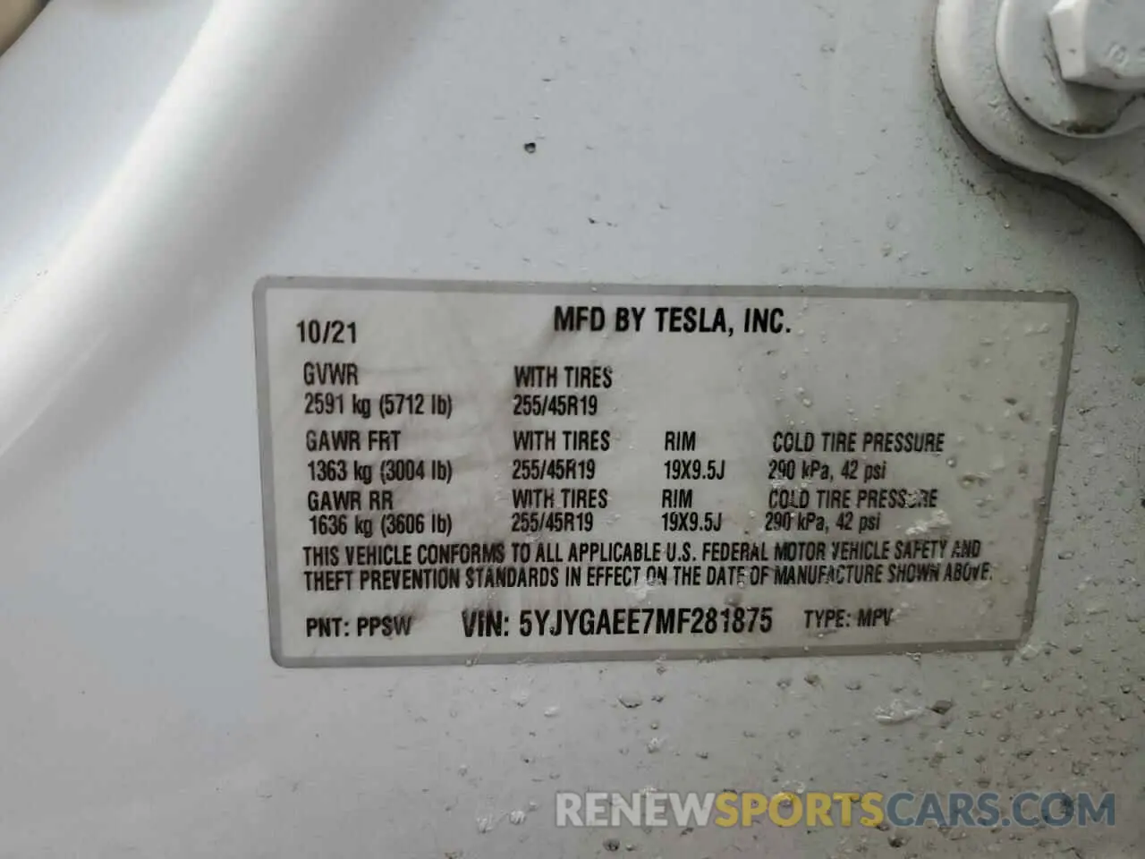 13 Фотография поврежденного автомобиля 5YJYGAEE7MF281875 TESLA MODEL Y 2021