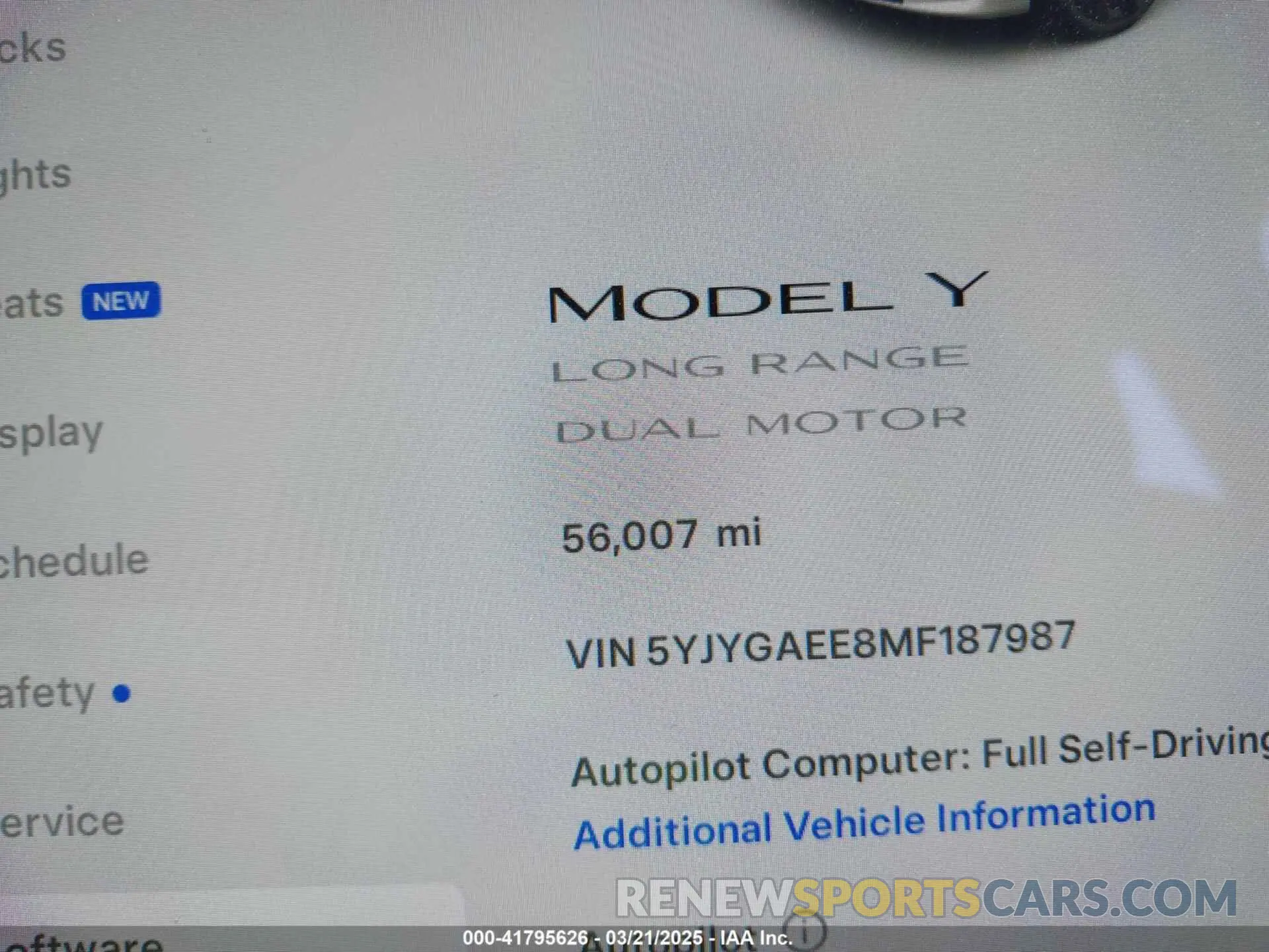 16 Фотография поврежденного автомобиля 5YJYGAEE8MF187987 TESLA MODEL Y 2021