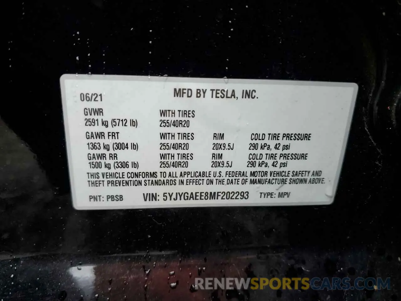 12 Photograph of a damaged car 5YJYGAEE8MF202293 TESLA MODEL Y 2021