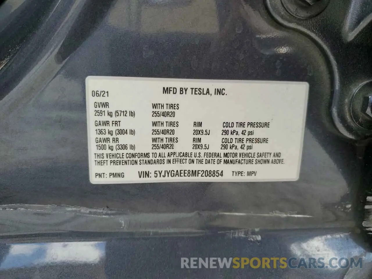 12 Photograph of a damaged car 5YJYGAEE8MF208854 TESLA MODEL Y 2021