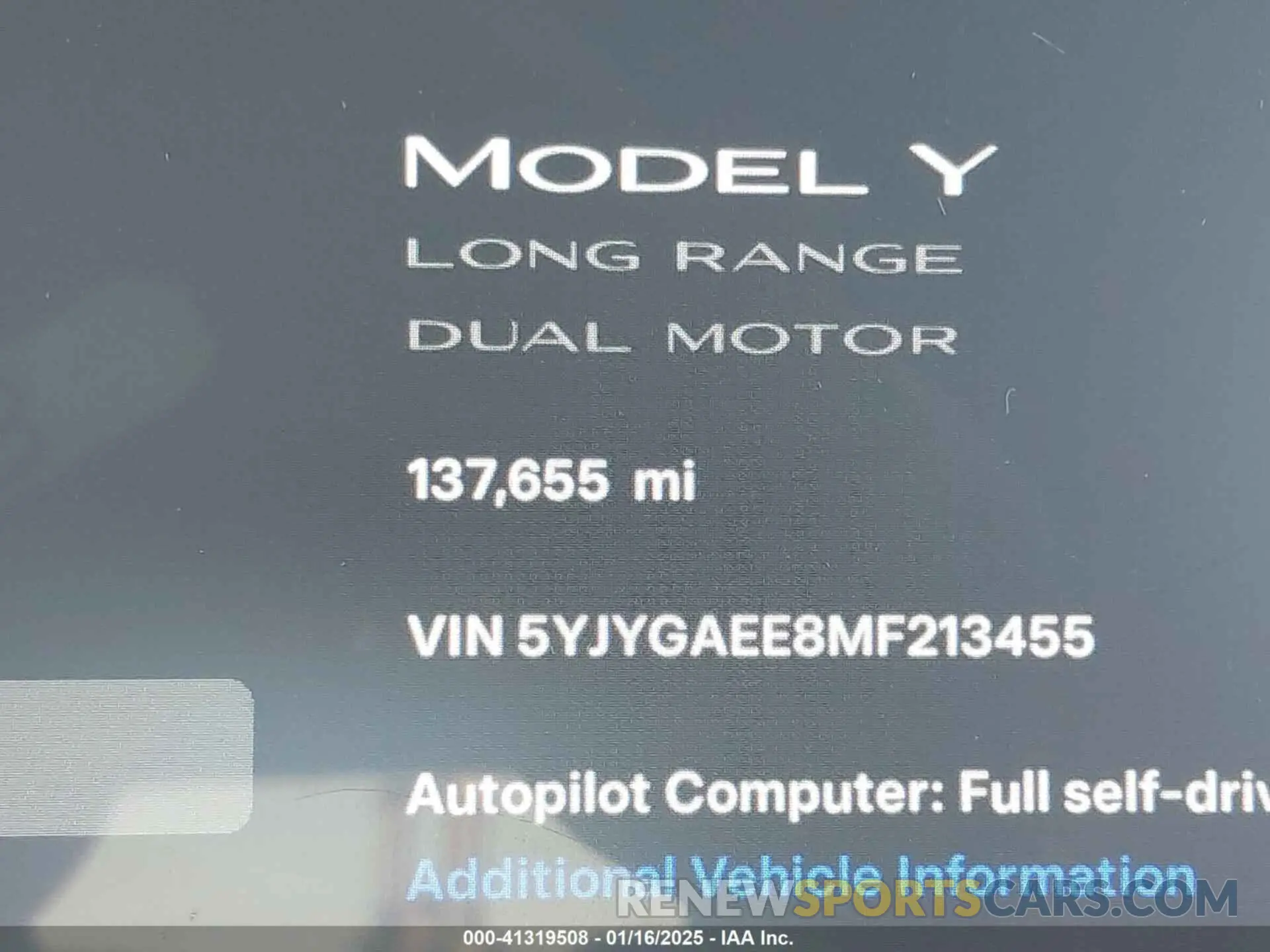 16 Фотография поврежденного автомобиля 5YJYGAEE8MF213455 TESLA MODEL Y 2021