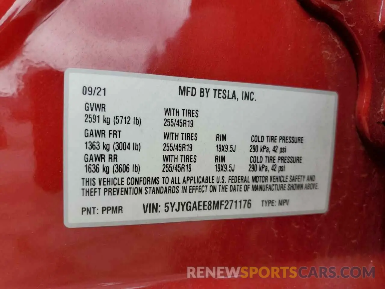 14 Photograph of a damaged car 5YJYGAEE8MF271176 TESLA MODEL Y 2021