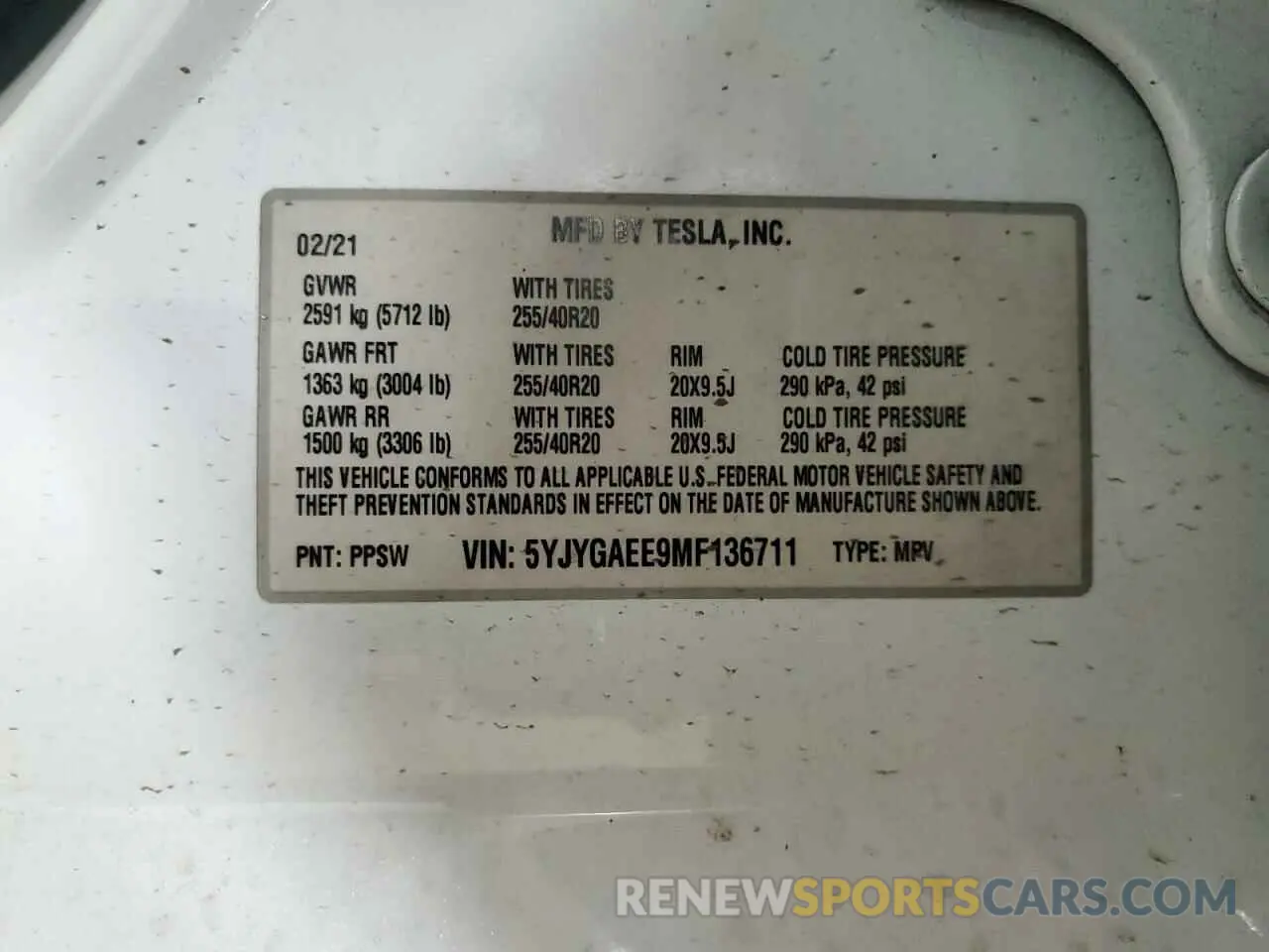 13 Photograph of a damaged car 5YJYGAEE9MF136711 TESLA MODEL Y 2021