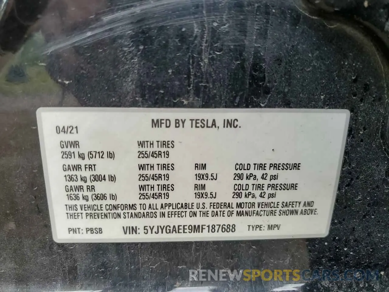 13 Photograph of a damaged car 5YJYGAEE9MF187688 TESLA MODEL Y 2021