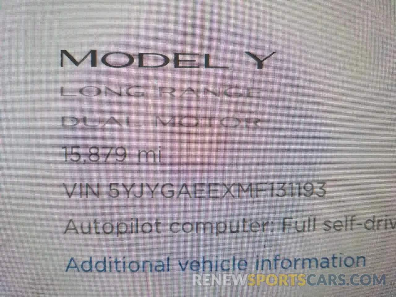 8 Фотография поврежденного автомобиля 5YJYGAEEXMF131193 TESLA MODEL Y 2021